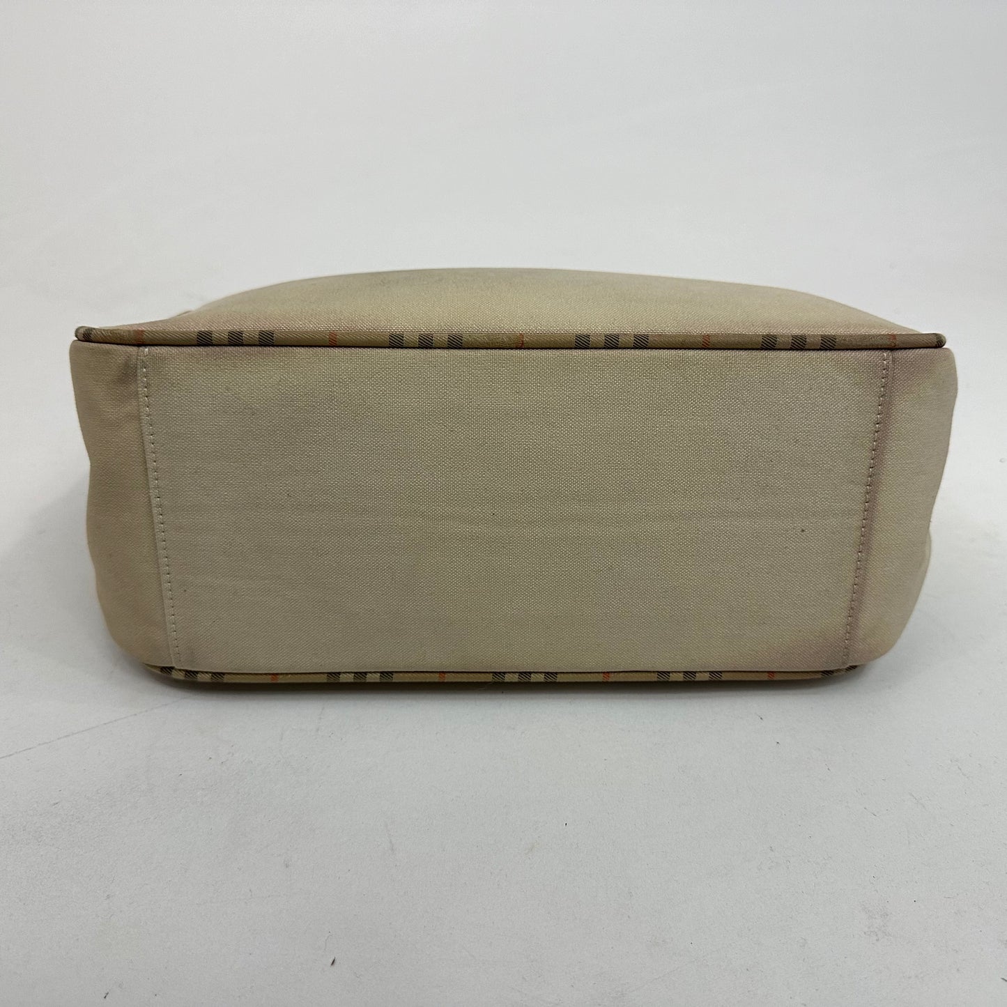 Vintage Burberry Embroidered Beige Canvas Tote