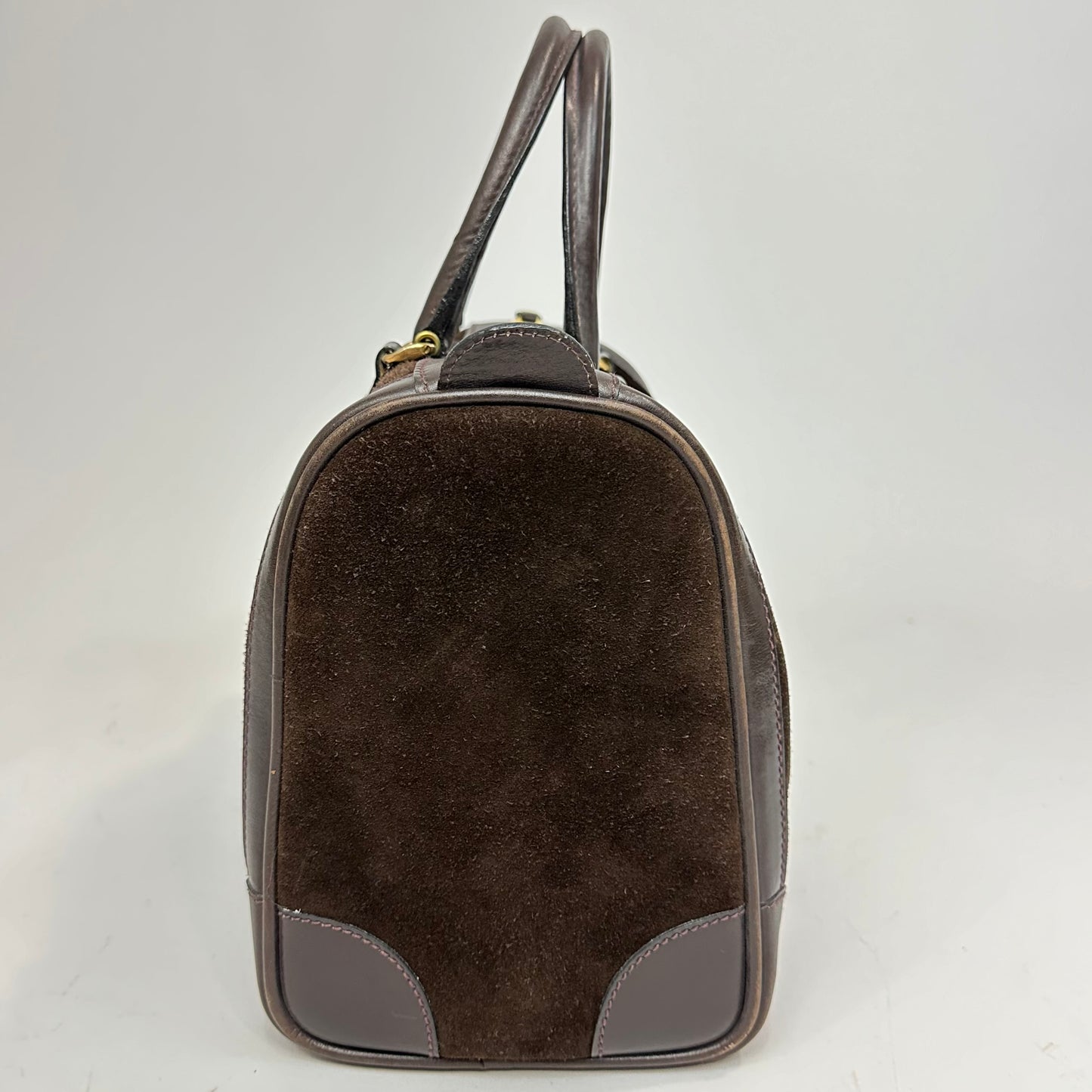 Vintage Gucci Brown Suede Boston Bag