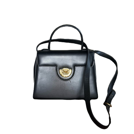 Vintage Givenchy Black Leather Top Handle 2 Way Bag