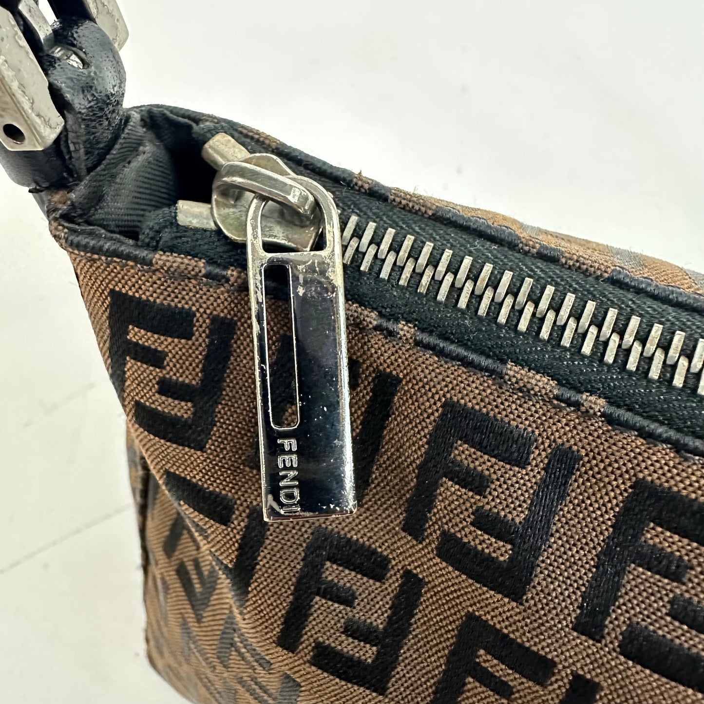 Vintage Fendi Zucchino Brown Canvas Pochette