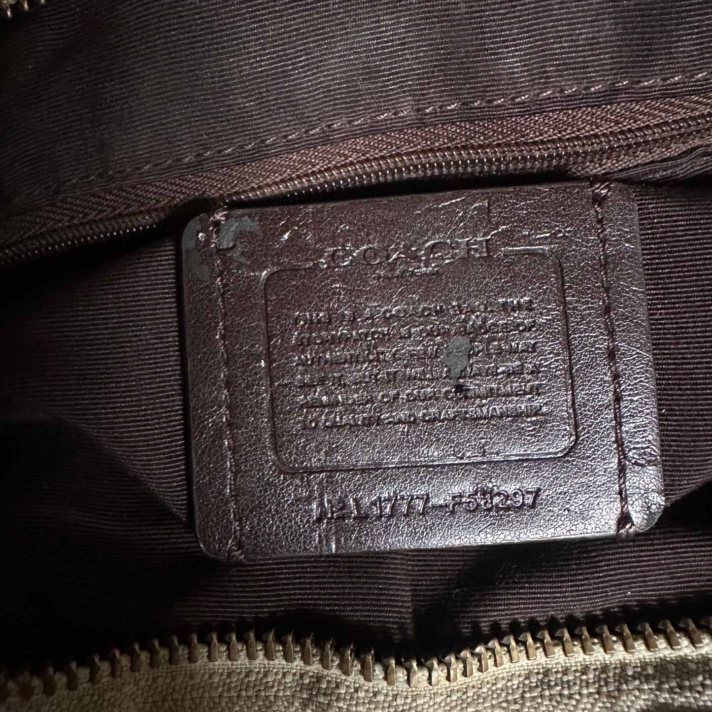 Coach F58297 Cream and Tan Signature File Crossbody Bag