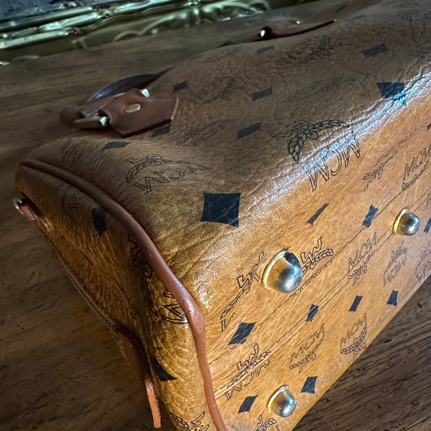 Vintage MCM Cognac Visetos Small Boston Bag