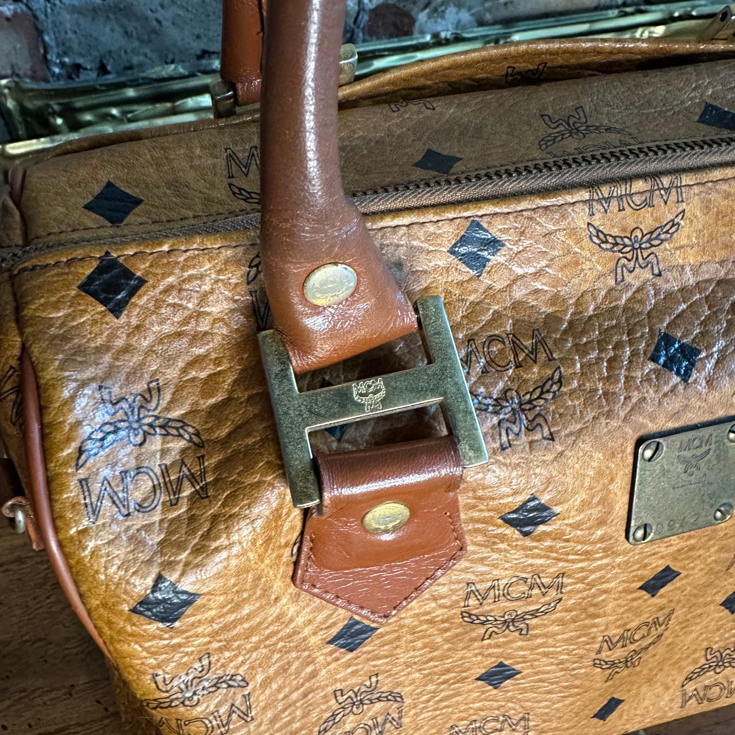 Vintage MCM Cognac Visetos Small Boston Bag