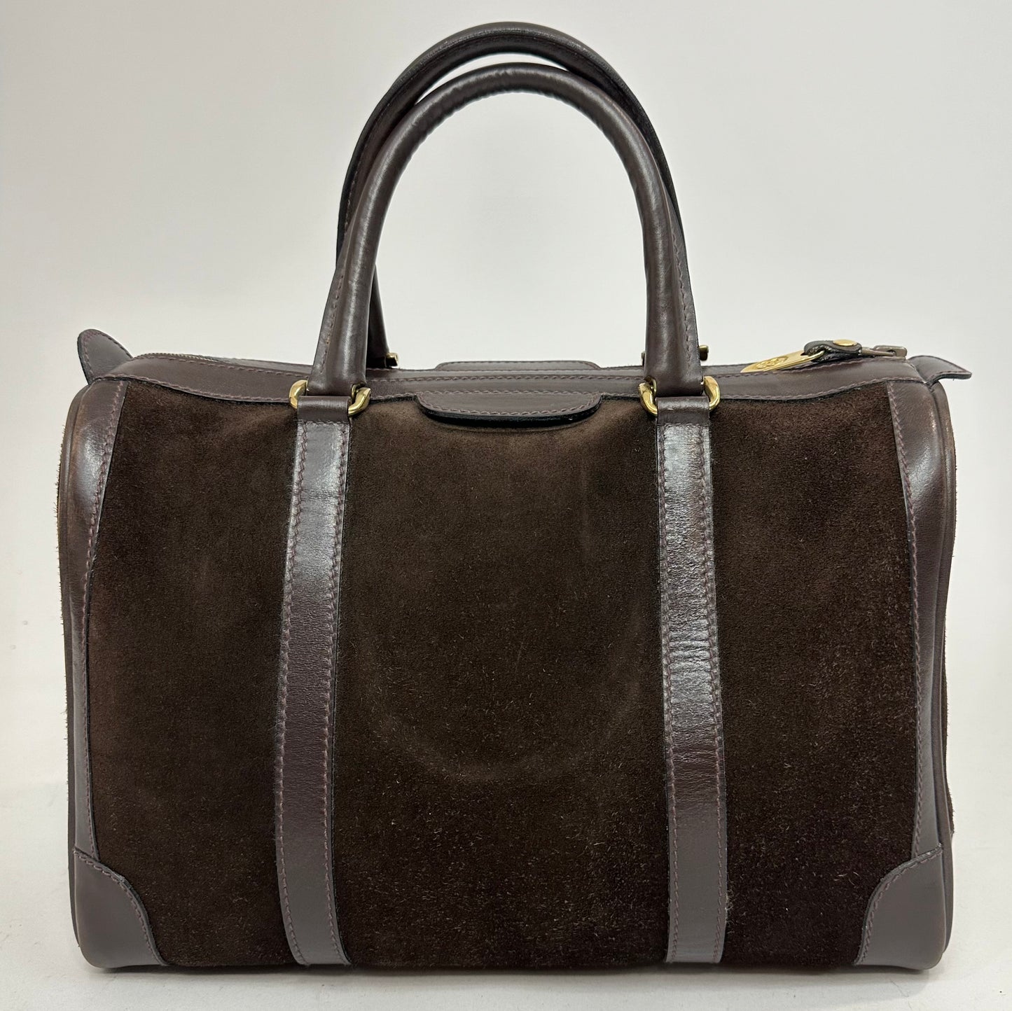 Vintage Gucci Brown Suede Boston Bag
