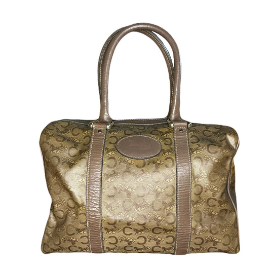 Vintage Celine Horse Carriage Monogram Coated Canvas Mini Boston Bag