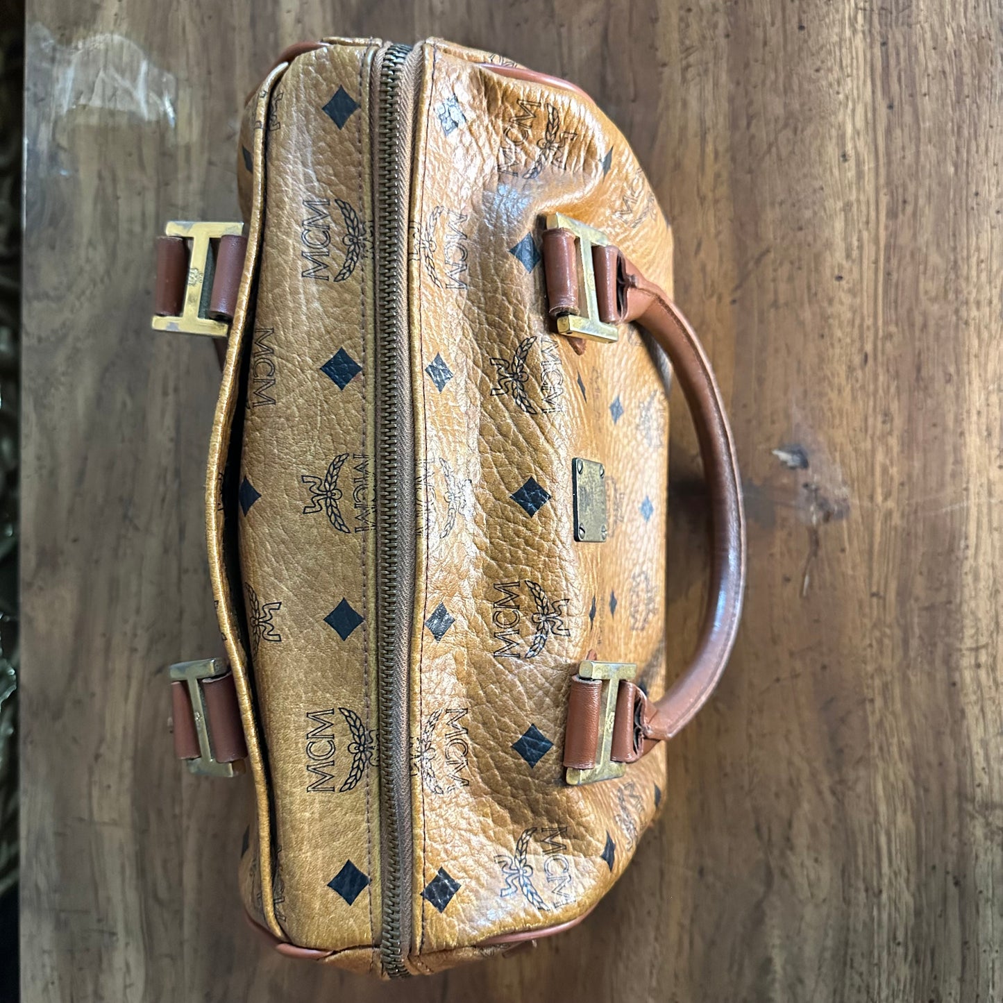 Vintage MCM Cognac Visetos Small Boston Bag