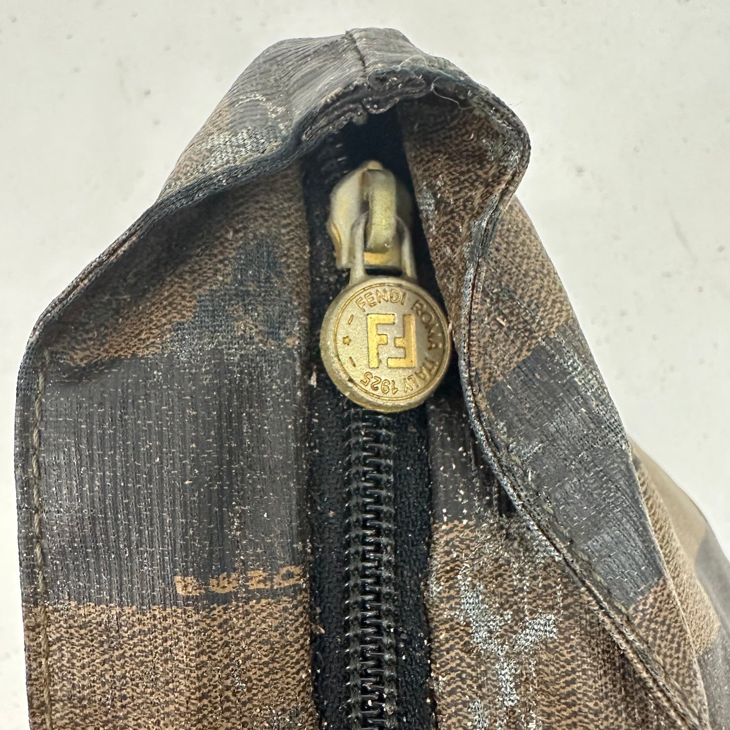 Vintage Fendi Pequin Stipe Coated Canvas Tote Bag