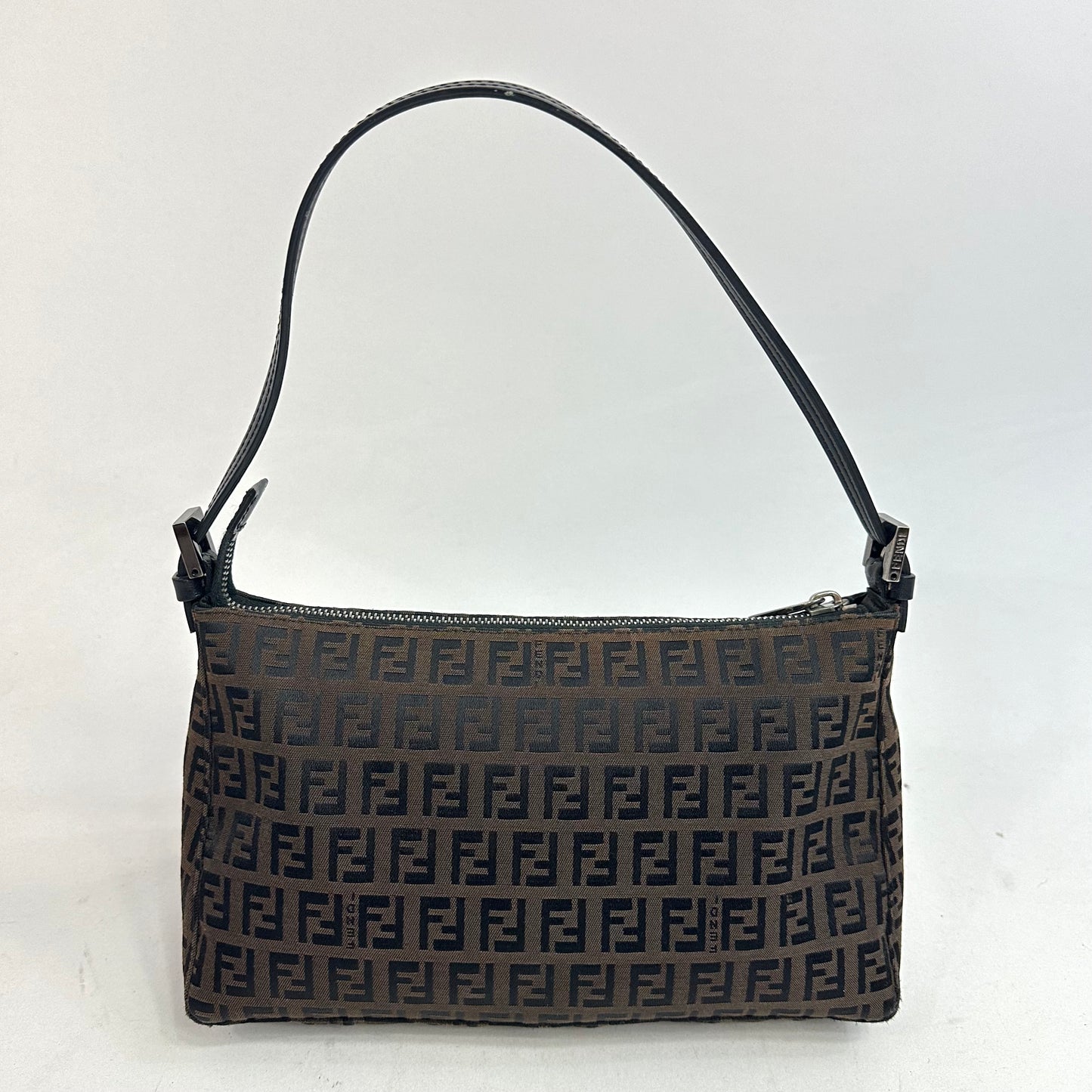 Vintage Fendi Zucchino Brown Canvas Pochette