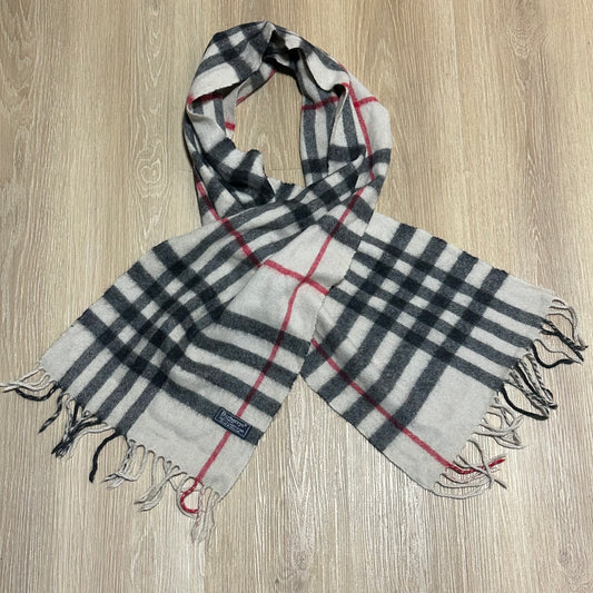 Vintage 90's Burberry Cream Nova Check Wool Scarf