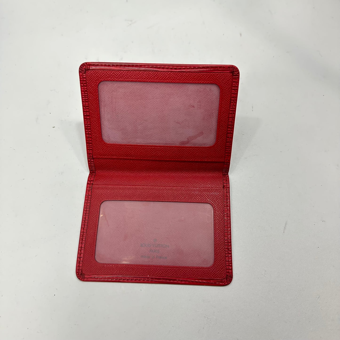 Vintage Louis Vuitton Red Epi Leather Porte 2 Cartes Vertical ID Holder