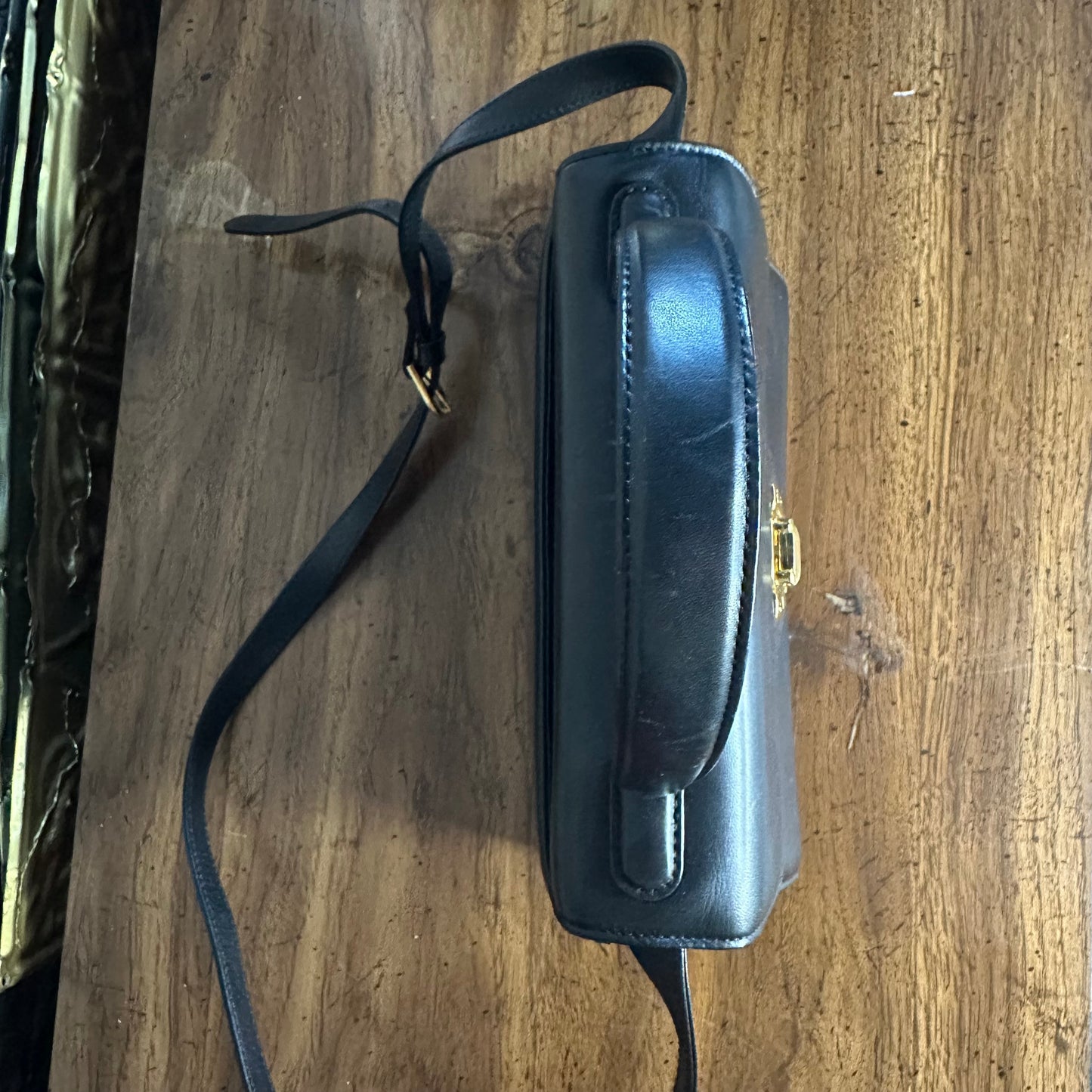 Vintage Givenchy Black Leather Top Handle 2 Way Bag