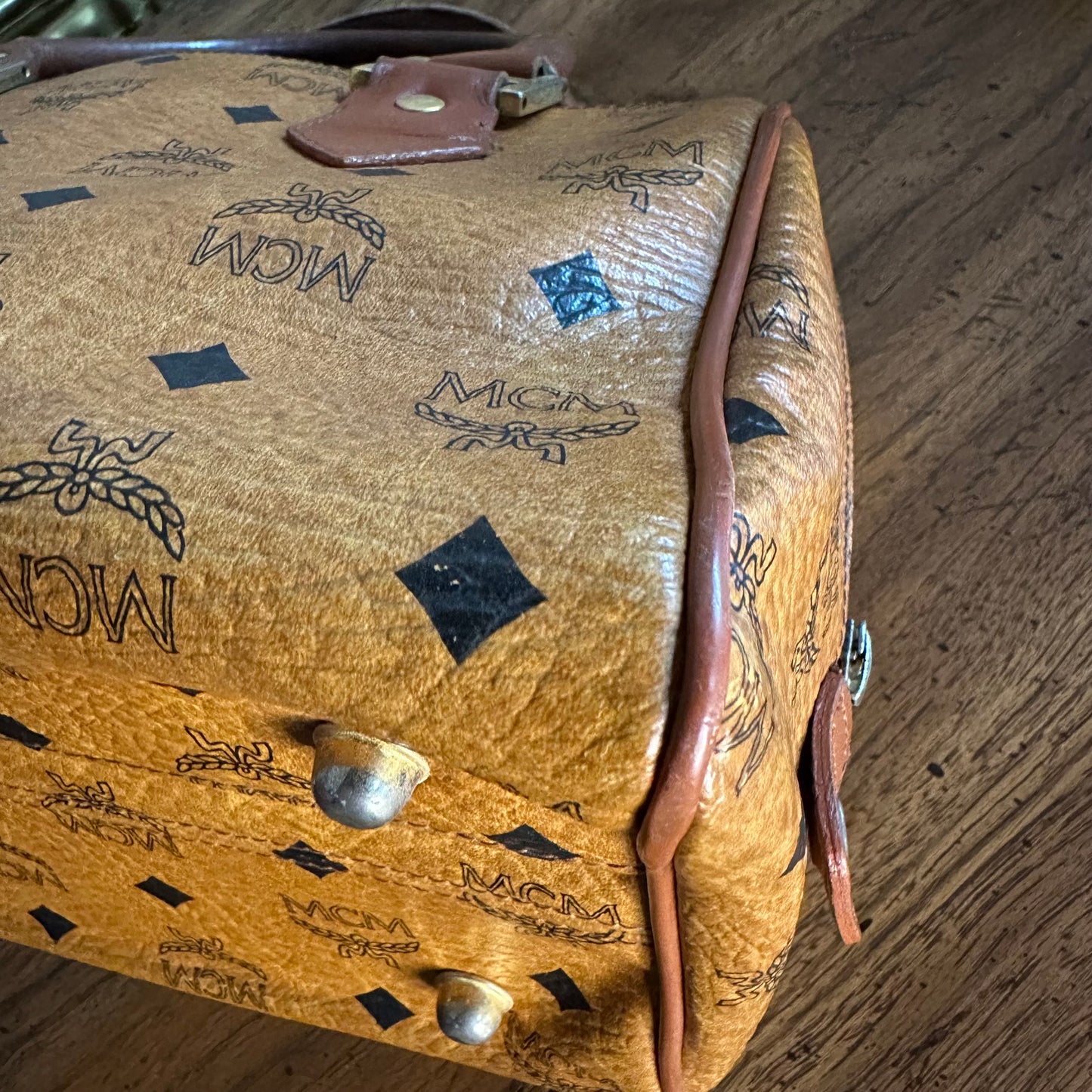 Vintage MCM Cognac Visetos Small Boston Bag