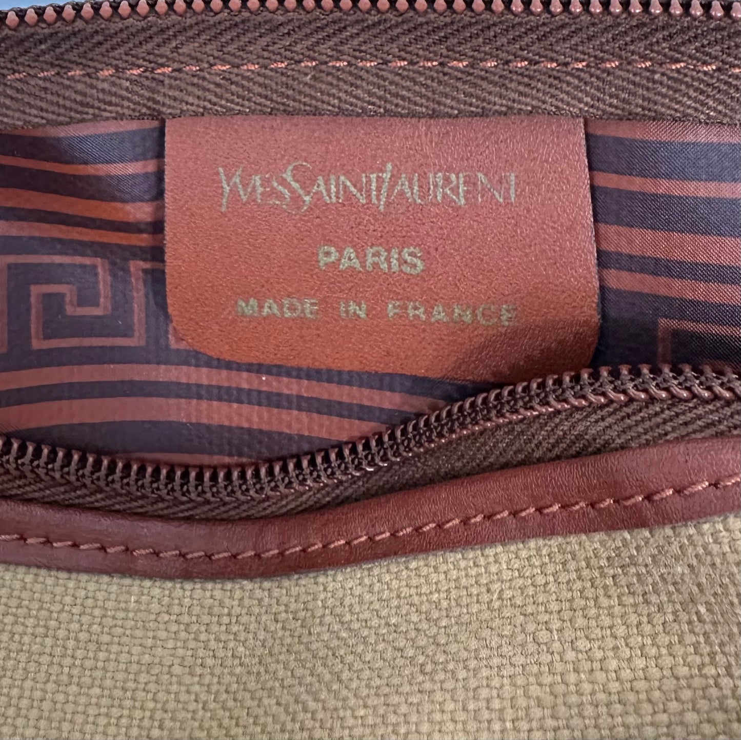 Vintage YSL Tan Canvas Boston Bag