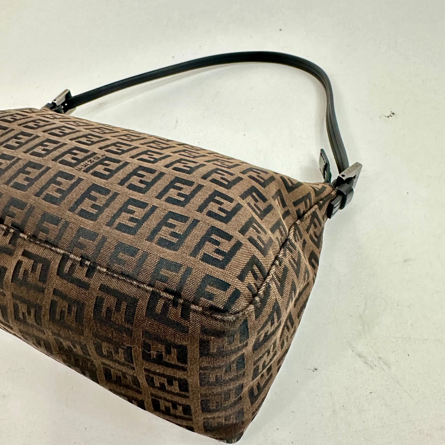 Vintage Fendi Zucchino Brown Canvas Pochette