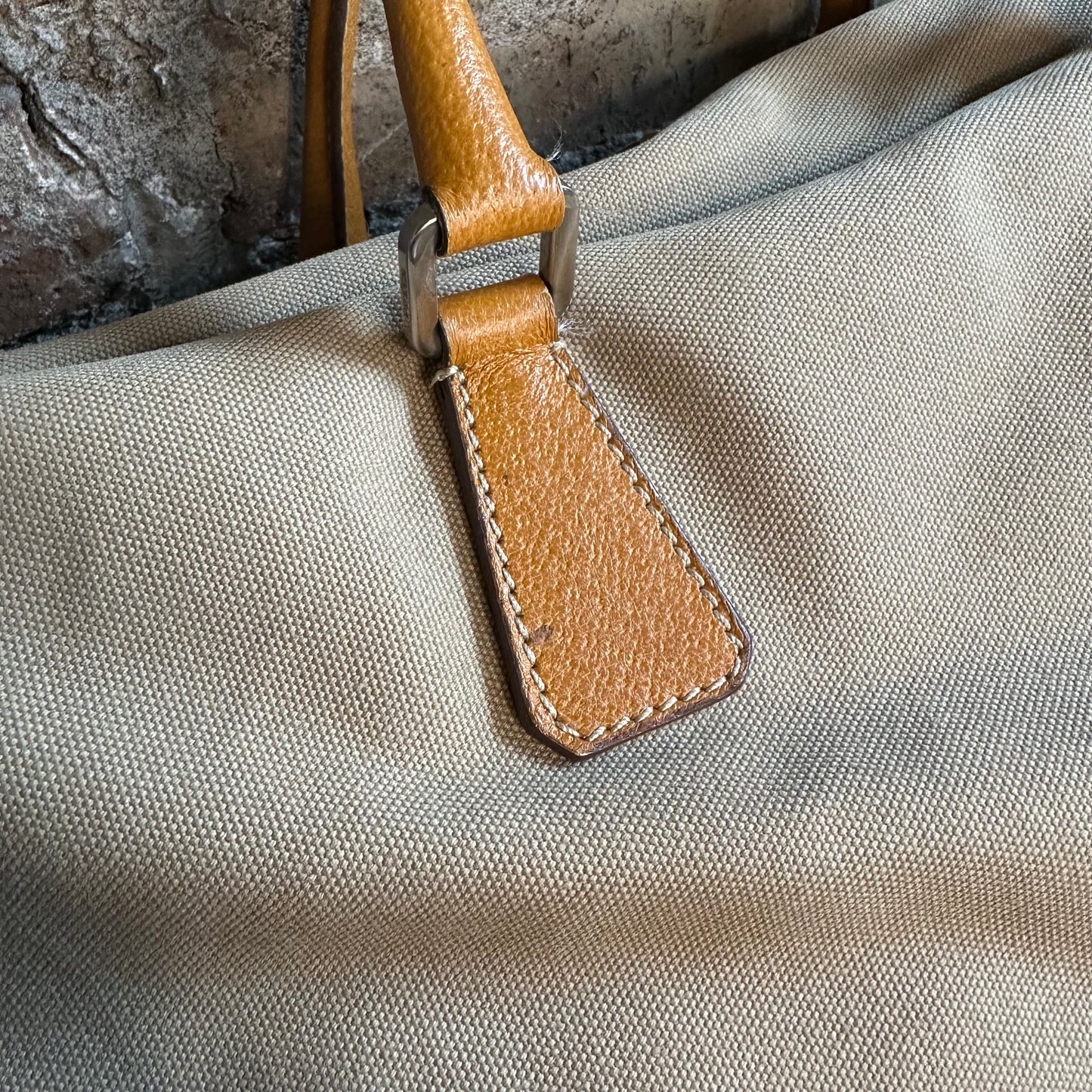 Vintage Prada Beige Canvas Tote Bag