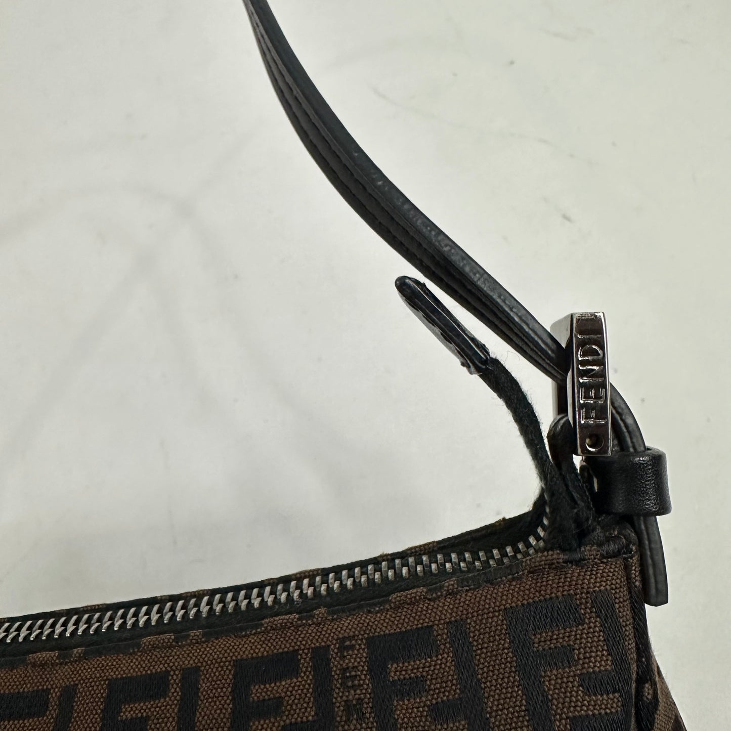Vintage Fendi Zucchino Brown Canvas Pochette