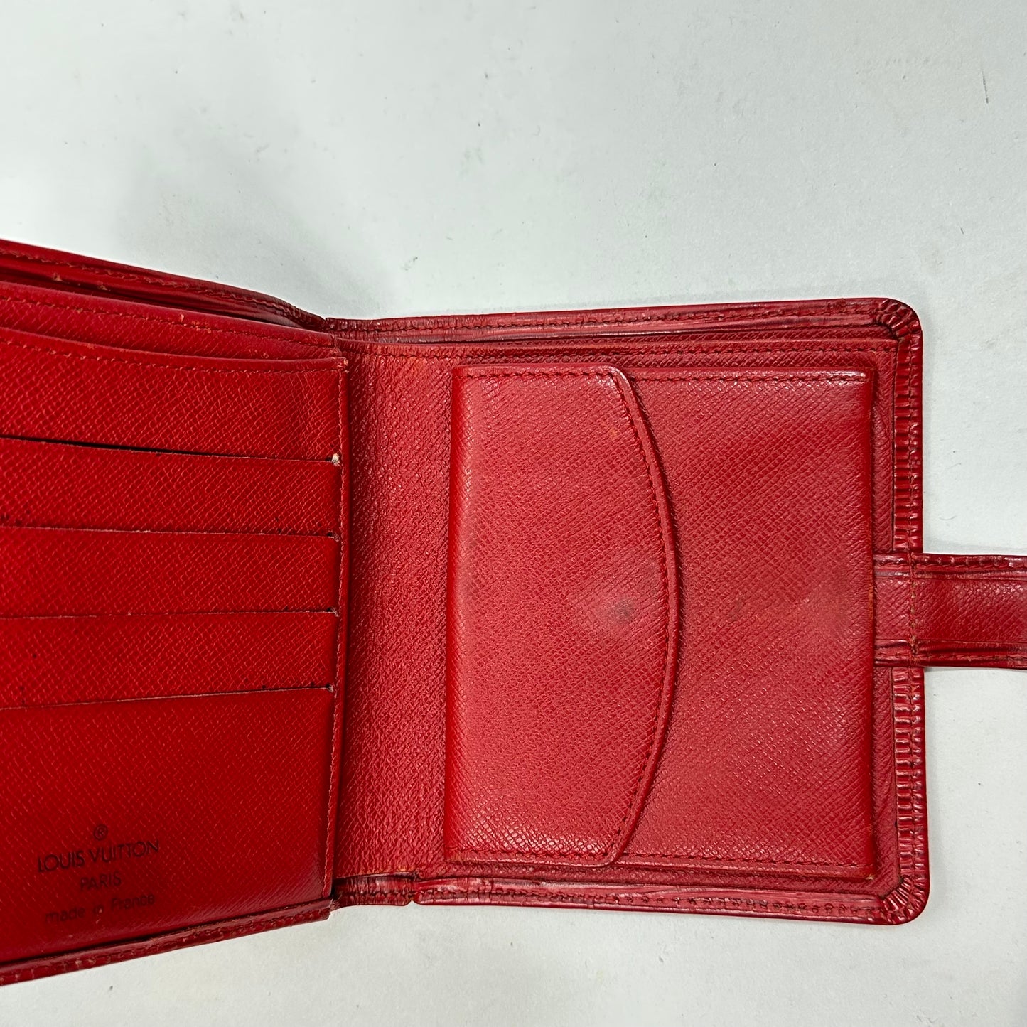 Vintage Louis Vuitton Red Epi Leather Porte Billets Compact Wallet