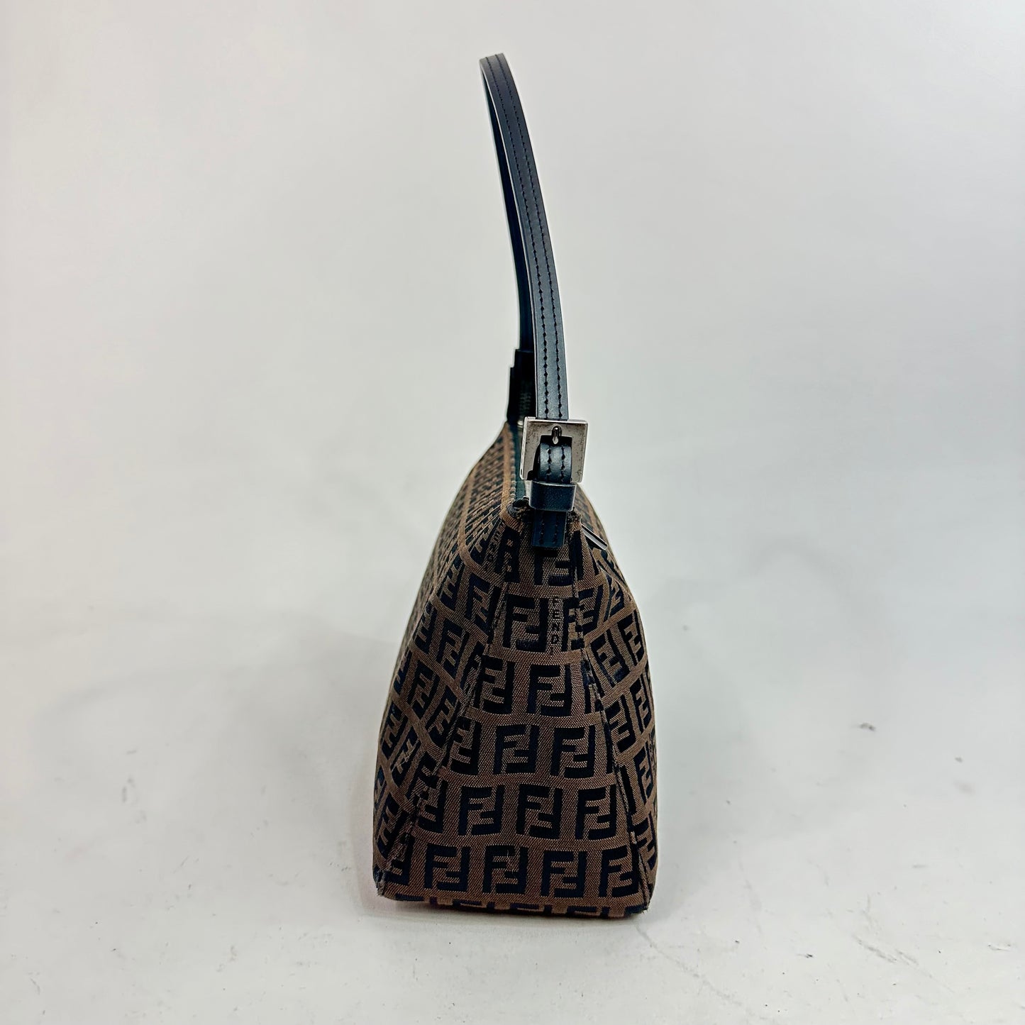 Vintage Fendi Zucchino Brown Canvas Pochette