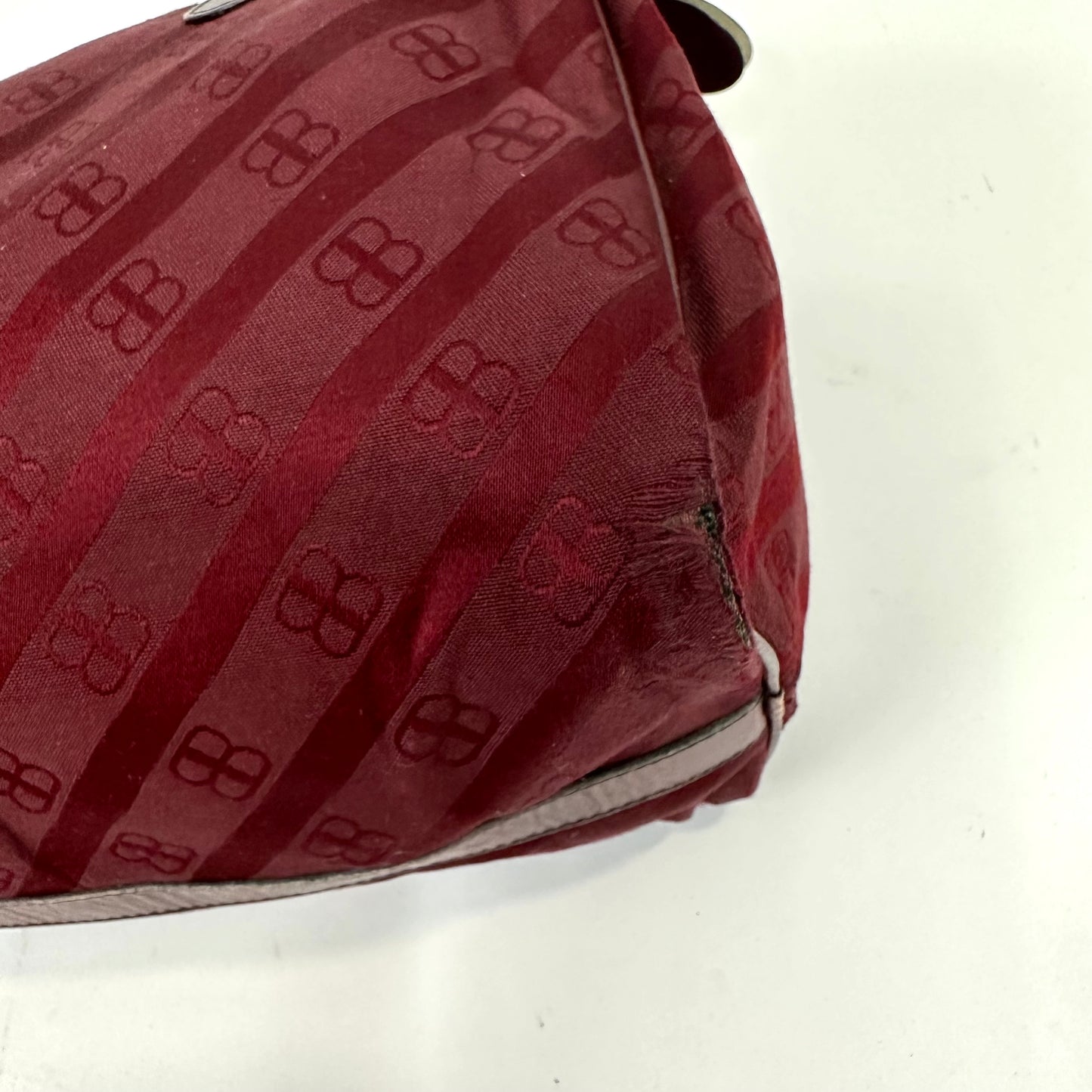 Vintage 1970s Balenciaga Monogram Maroon Boston Bag