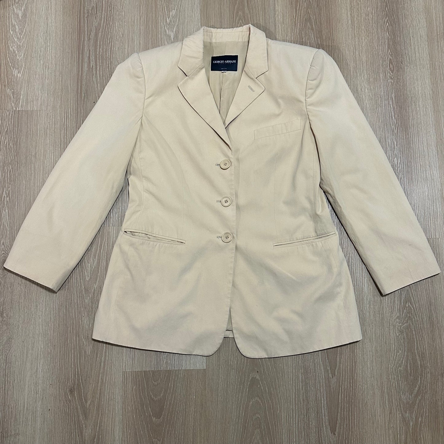 Vintage Giorgio Armani Cream Two Piece Blazer and Pants Suit Set