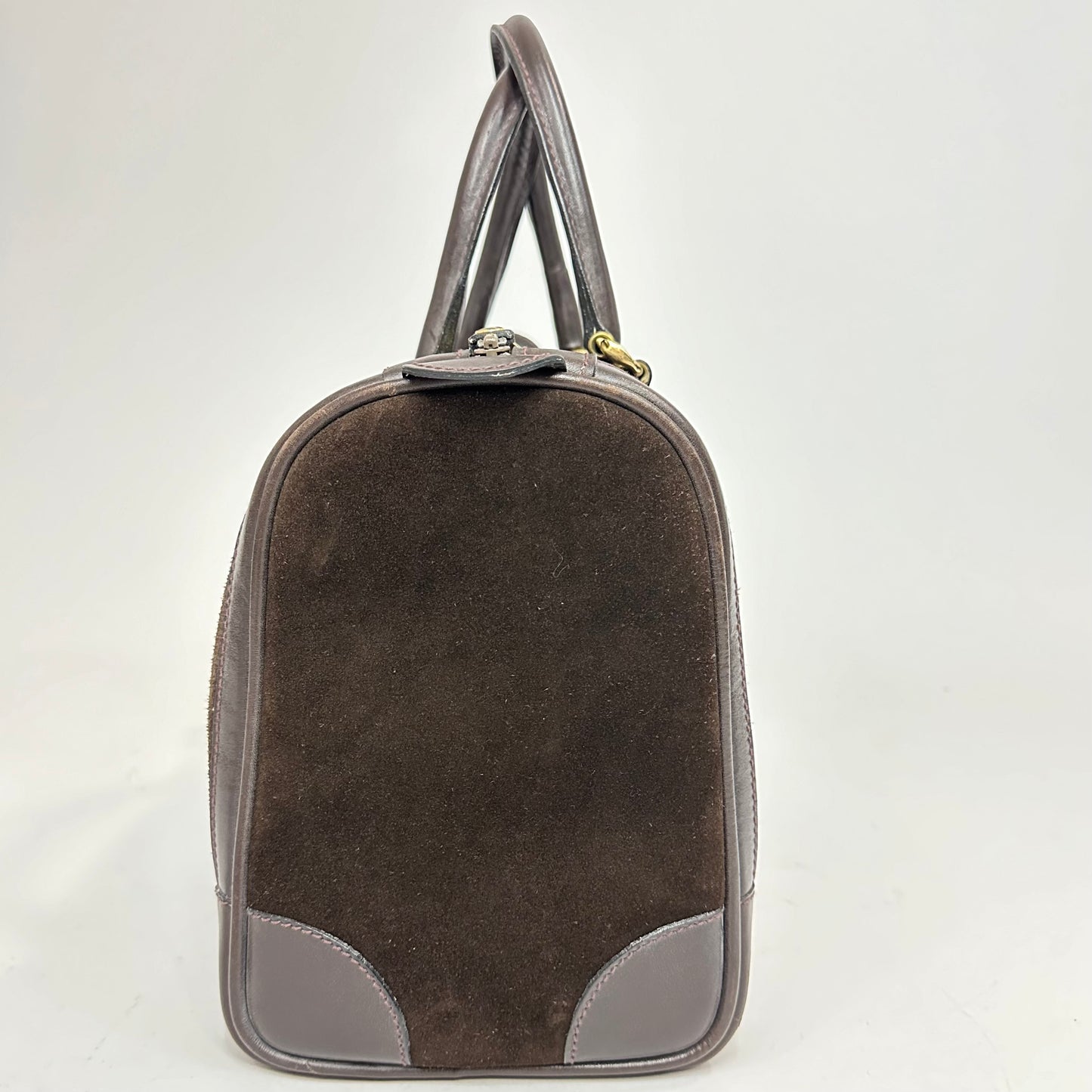 Vintage Gucci Brown Suede Boston Bag