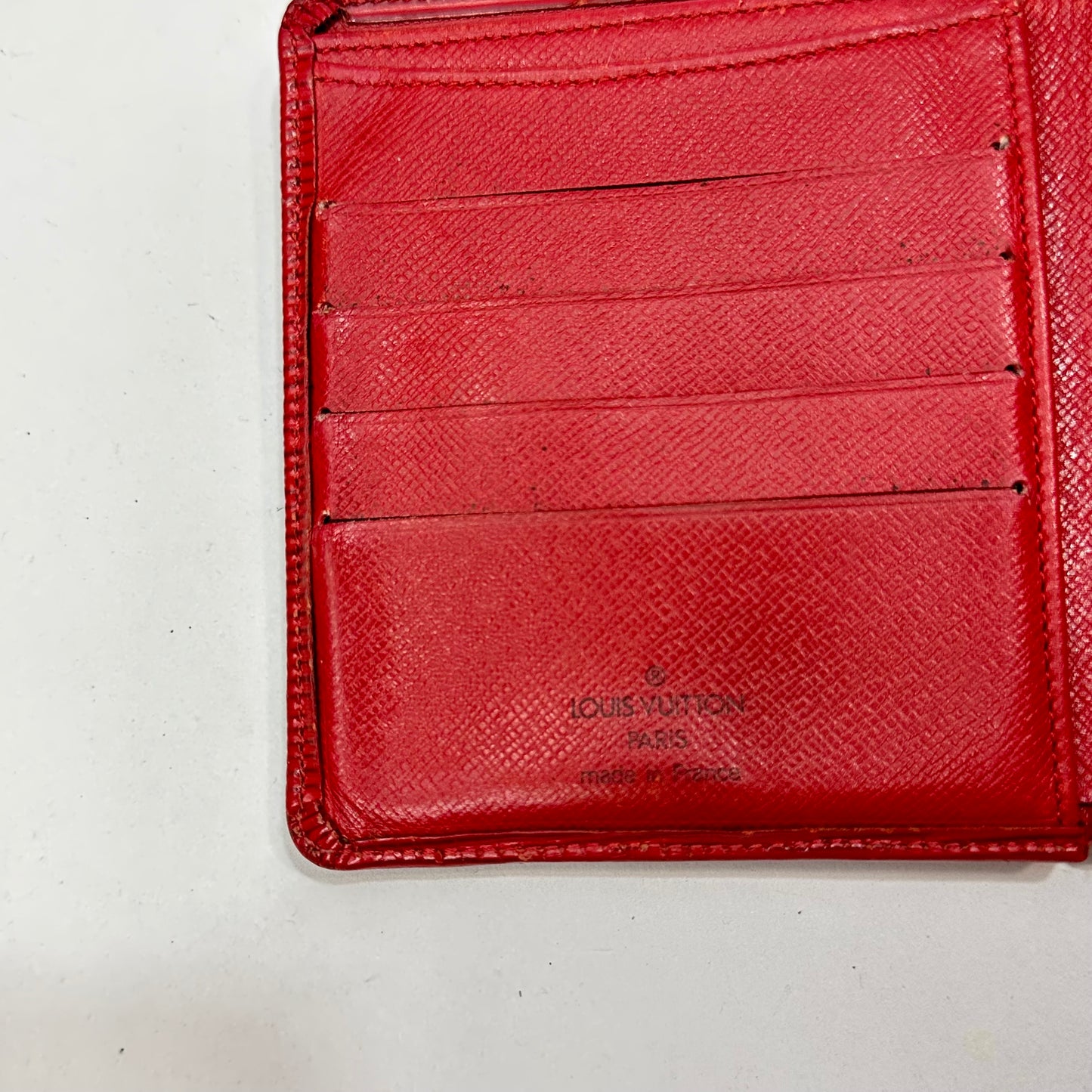 Vintage Louis Vuitton Red Epi Leather Porte Billets Compact Wallet