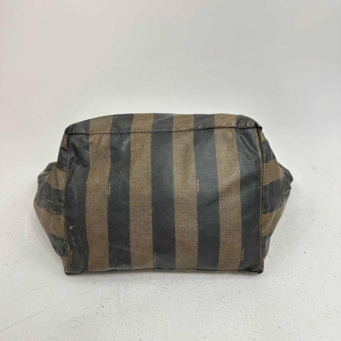 Vintage Fendi Pequin Stipe Coated Canvas Tote Bag