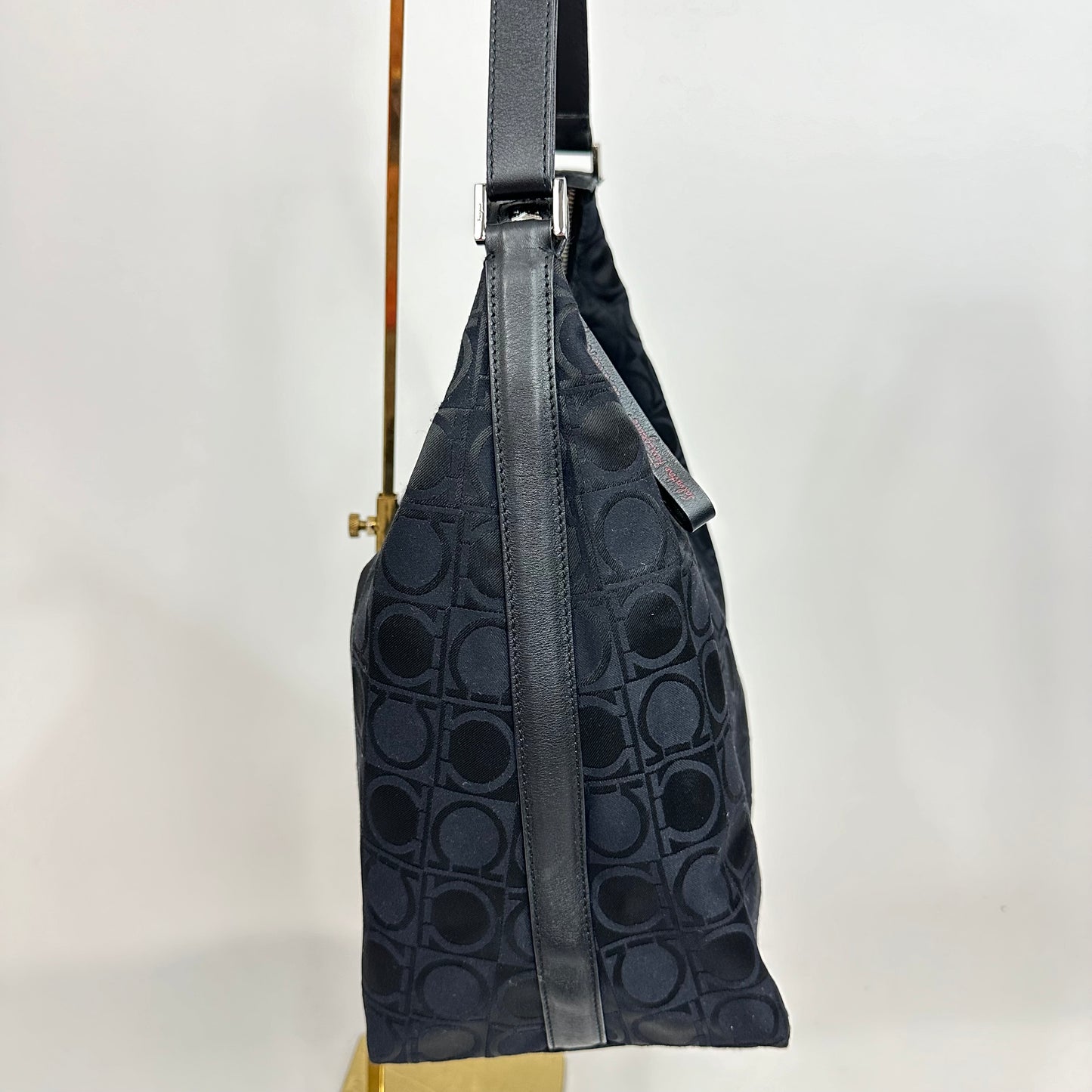 Vintage Salvatore Ferragamo Black Monogram Hobo Bag
