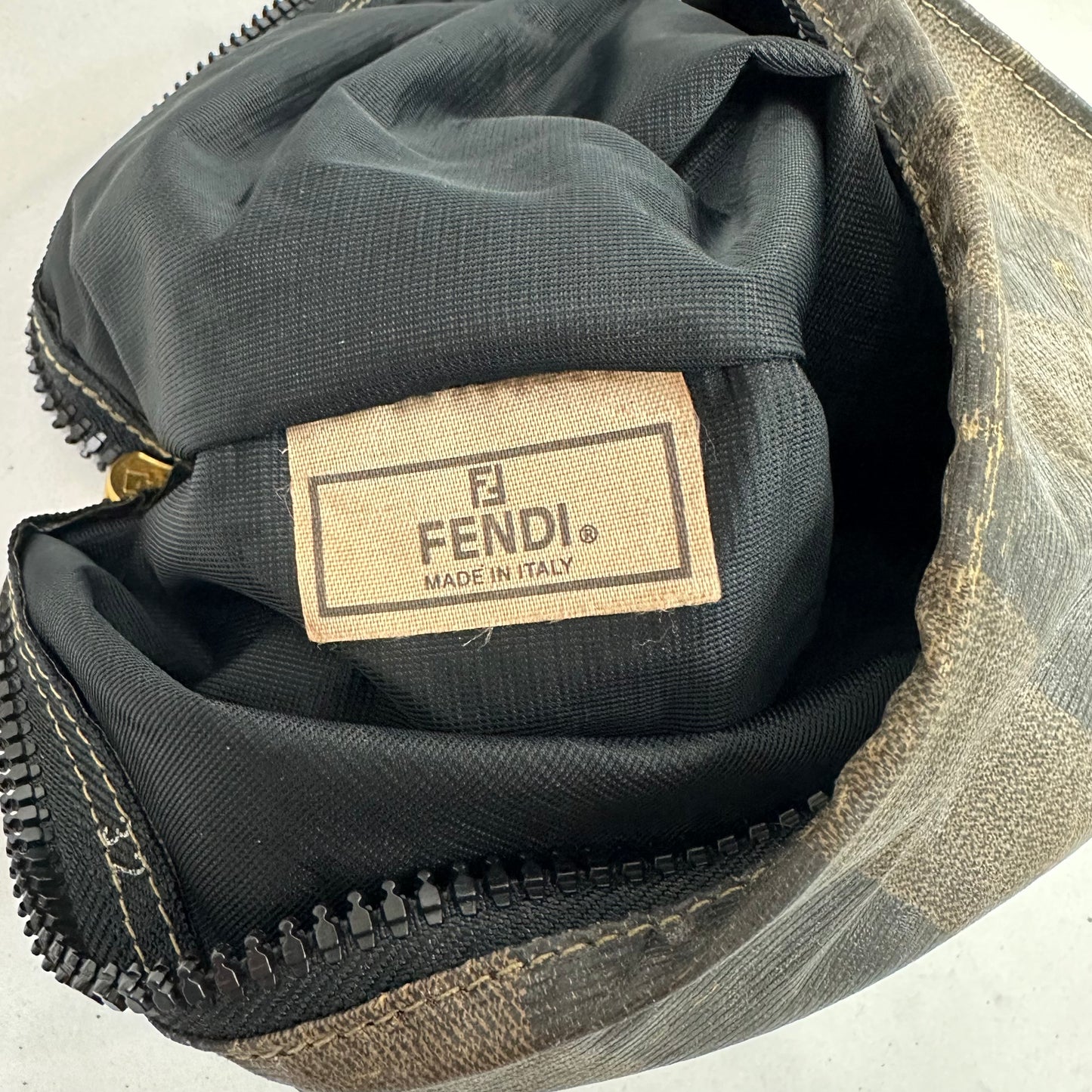 Vintage Fendi Roma 1925 Pequin Stripe Nylon Pouch