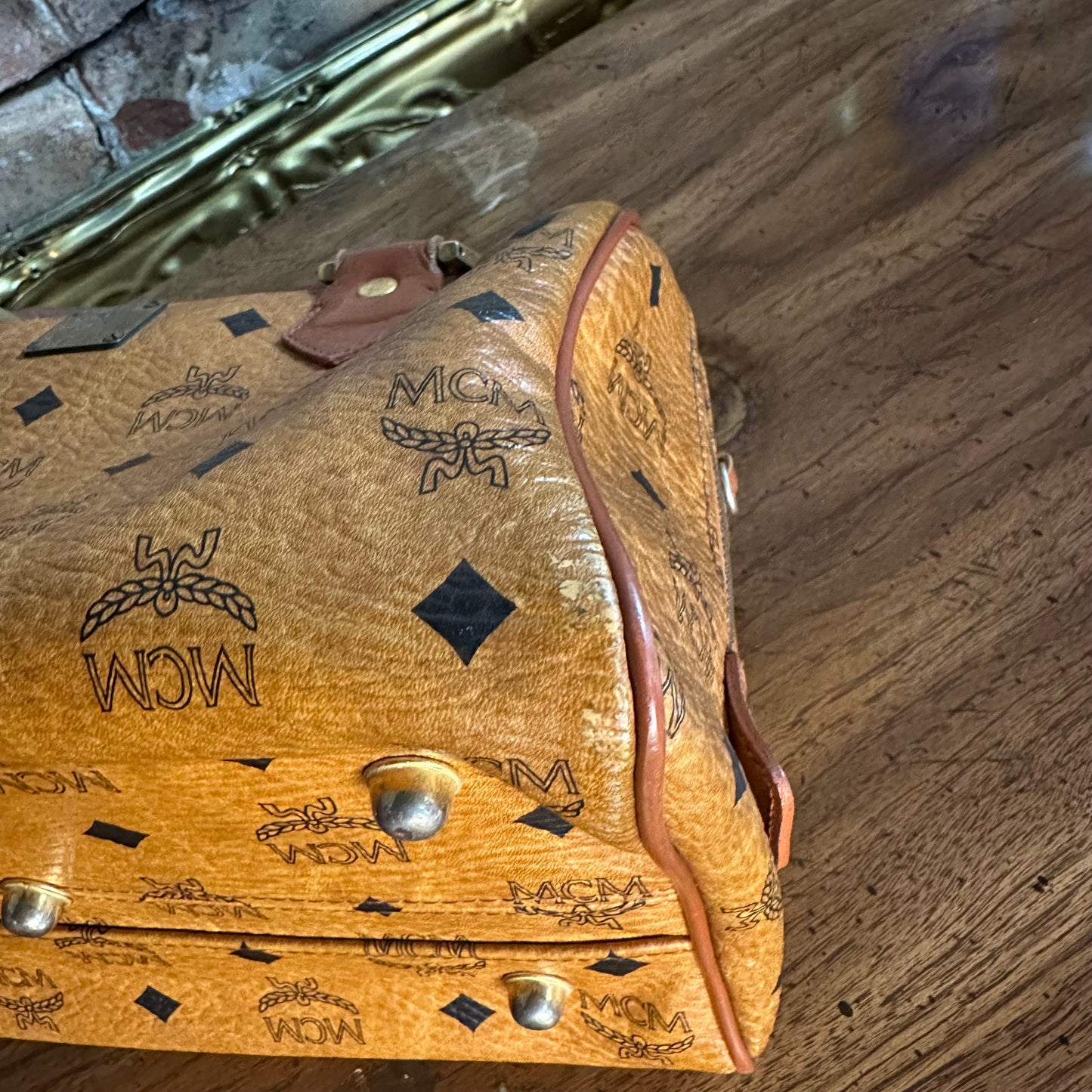 Vintage MCM Cognac Visetos Small Boston Bag
