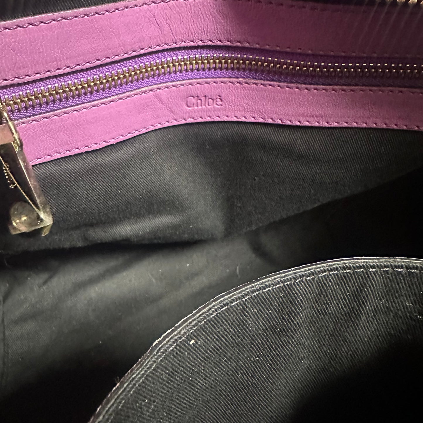 Vintage Chloe Ethel Purple Leather 2 Way Satchel