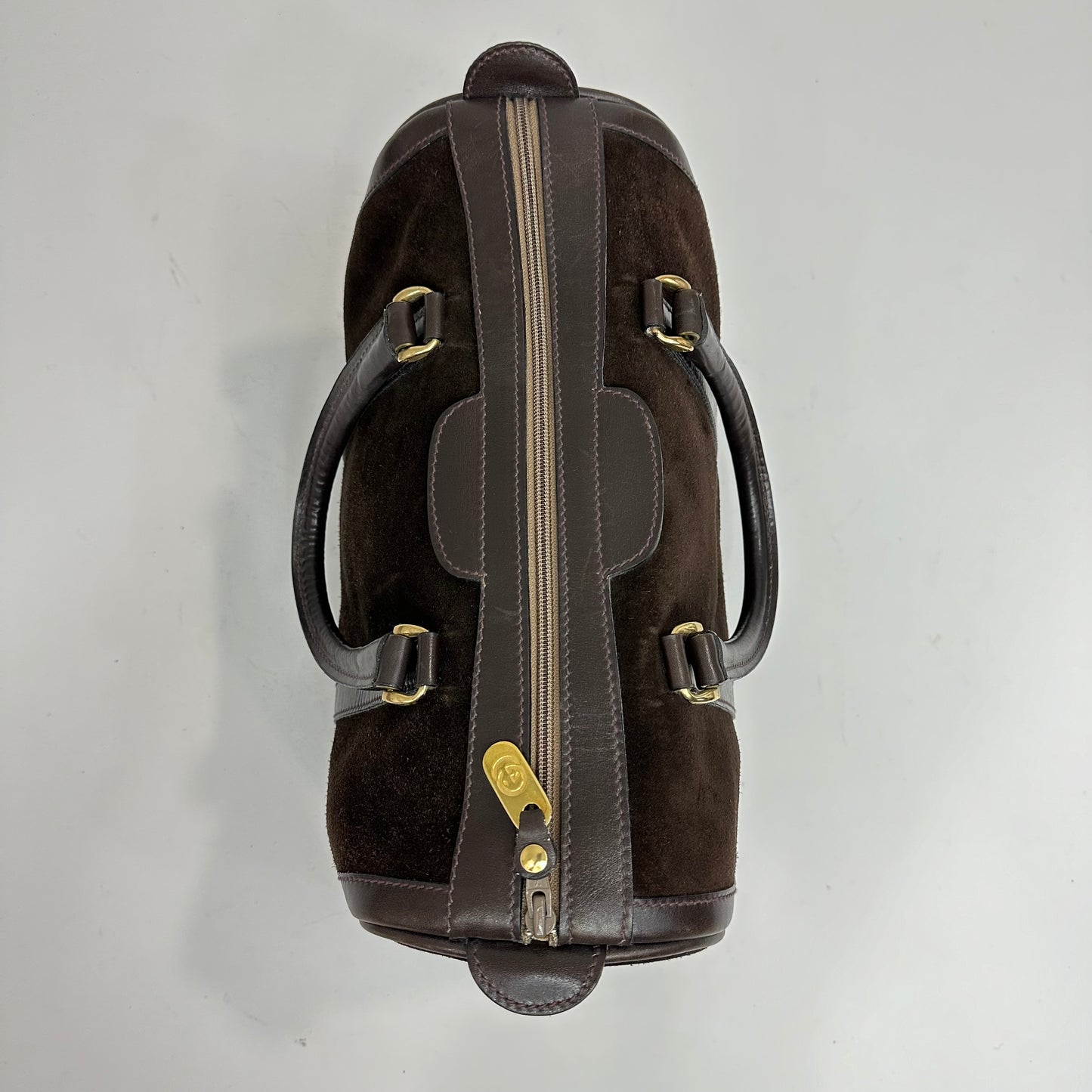 Vintage Gucci Brown Suede Boston Bag