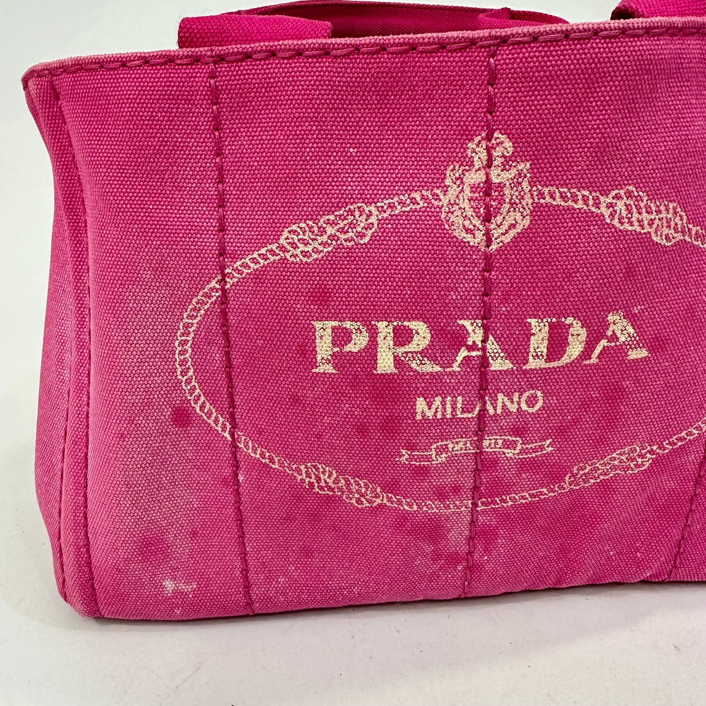 Vintage Prada Pink Canapa Canvas Tote Bag