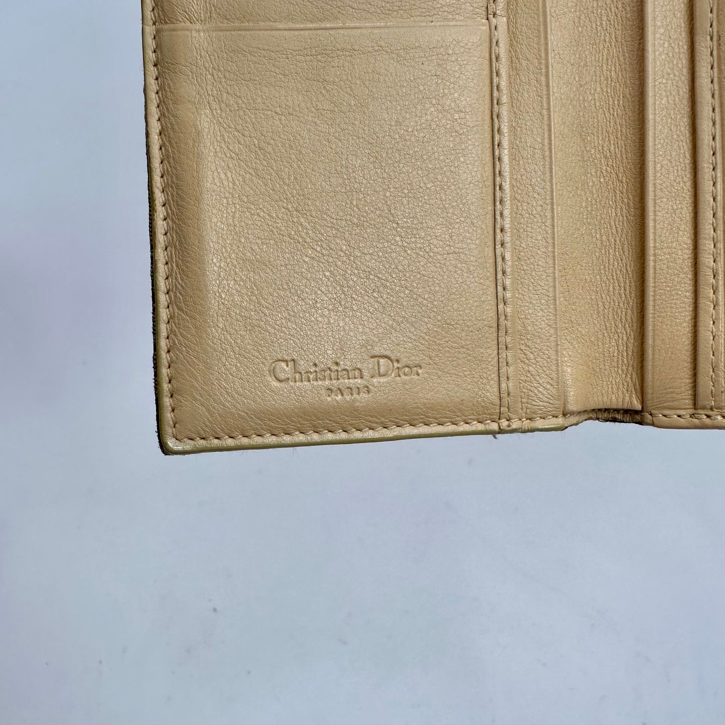 Vintage 2003 Dior Street Chic Canvas and Leather Tan Bifold Long Wallet