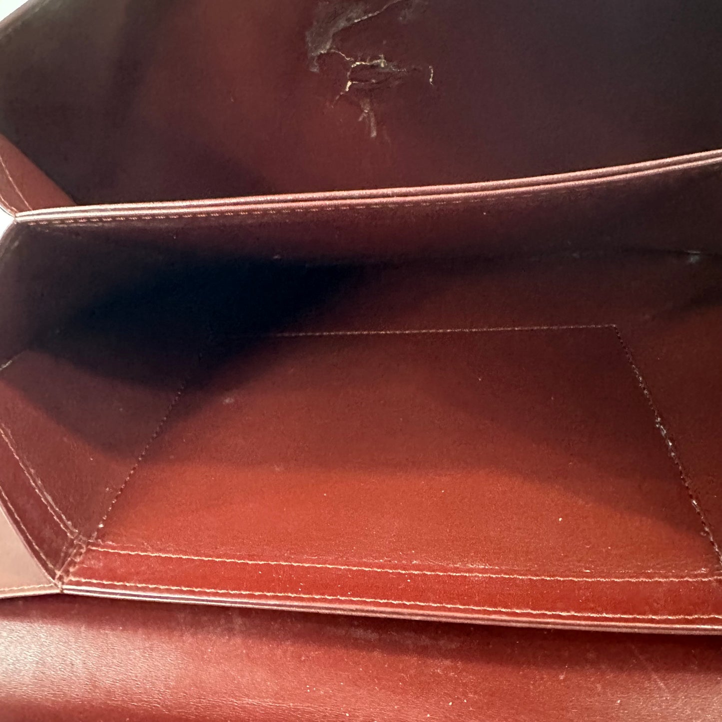 Vintage Cartier Bordeaux Leather Envelope Clutch