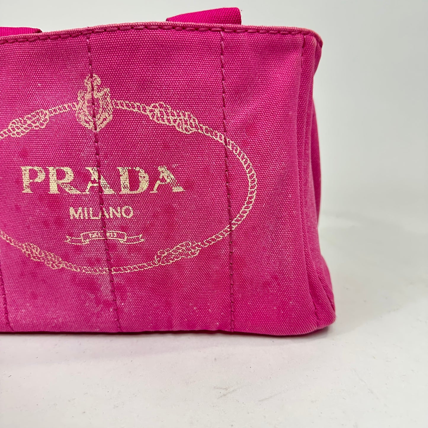 Vintage Prada Pink Canapa Canvas Tote Bag