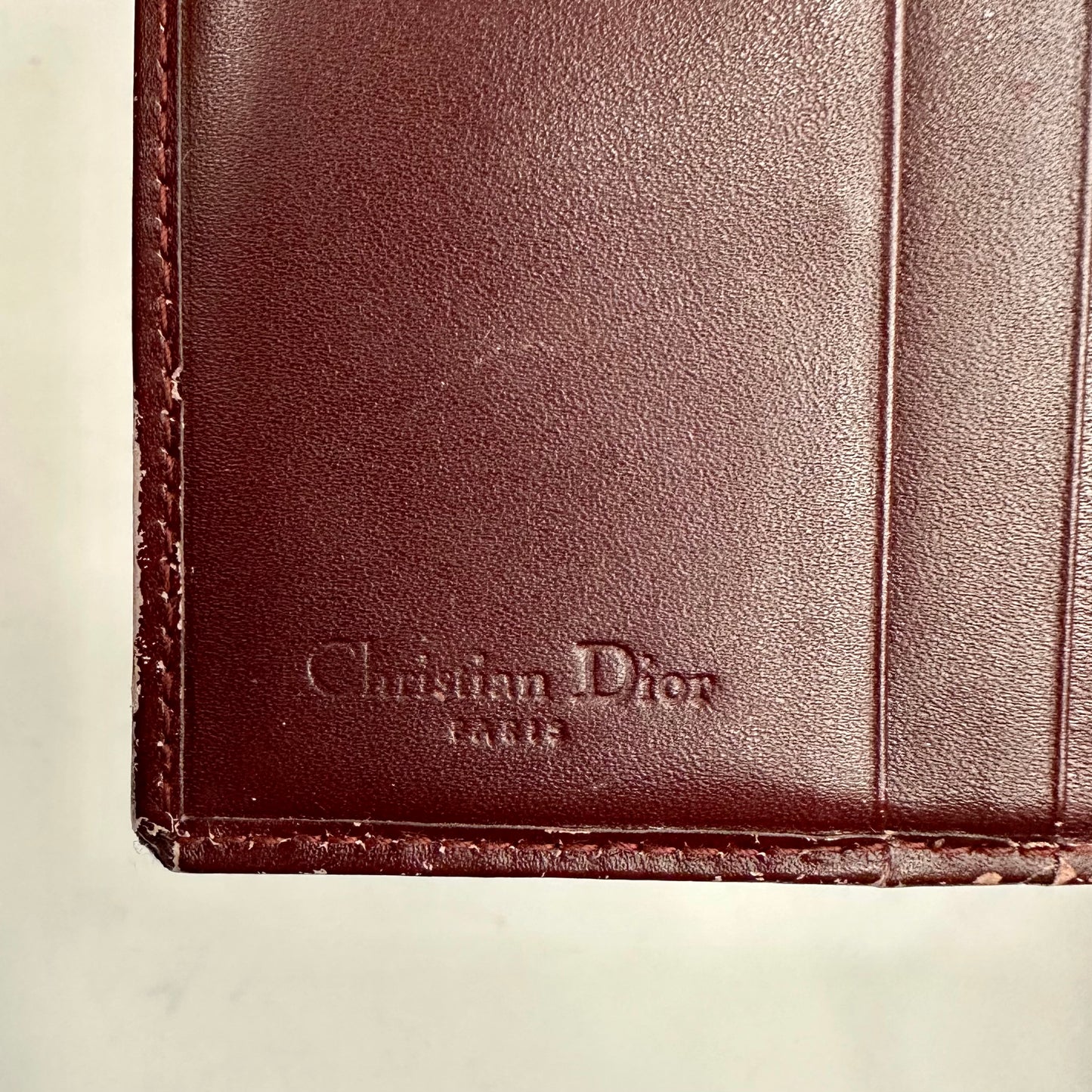 Vintage 2003 Dior Street Chic Maroon Canvas and Leather Bifold Compact Wallet