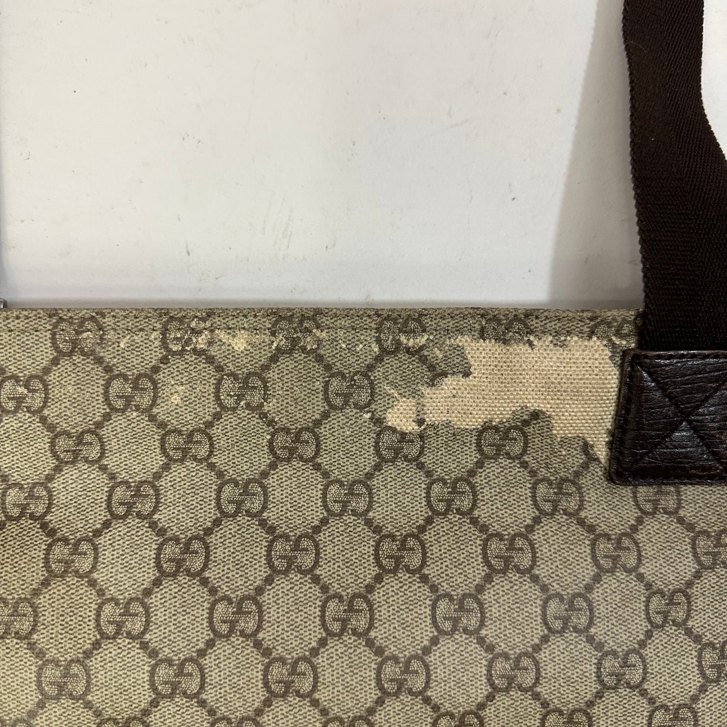 Gucci Monogram Coated Canvas Flat Messenger Bag