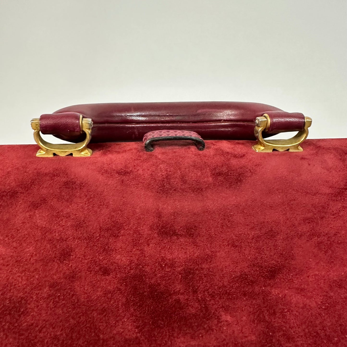 Vintage Les Must De Cartier 1975 Bordeaux Suede Train Travel Messenger Bag