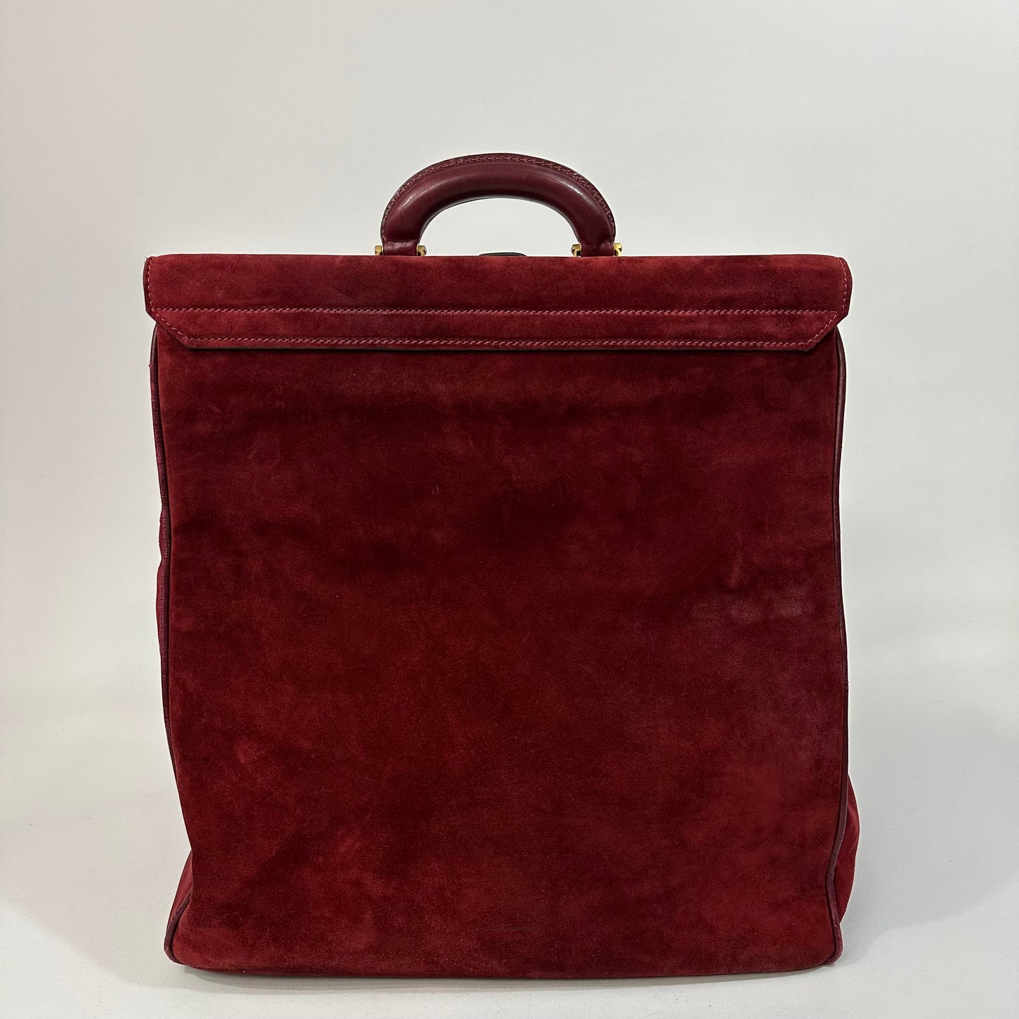 Vintage Les Must De Cartier 1975 Bordeaux Suede Train Travel Messenger Bag