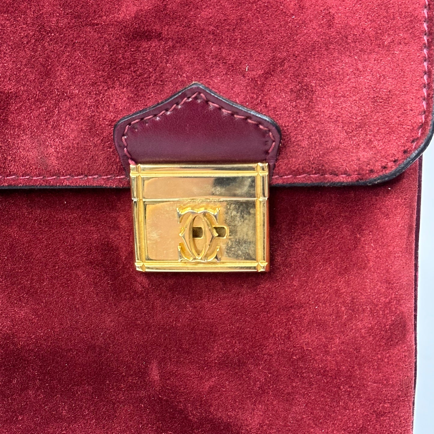 Vintage Les Must De Cartier 1975 Bordeaux Suede Train Travel Messenger Bag