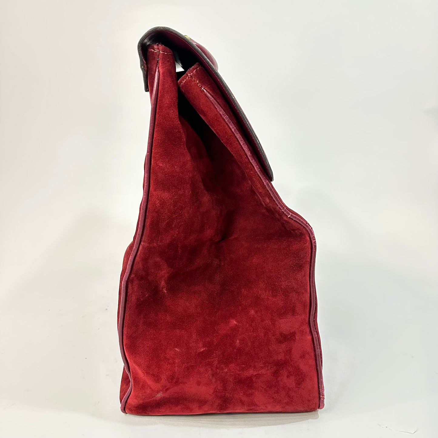 Vintage Les Must De Cartier 1975 Bordeaux Suede Train Travel Messenger Bag