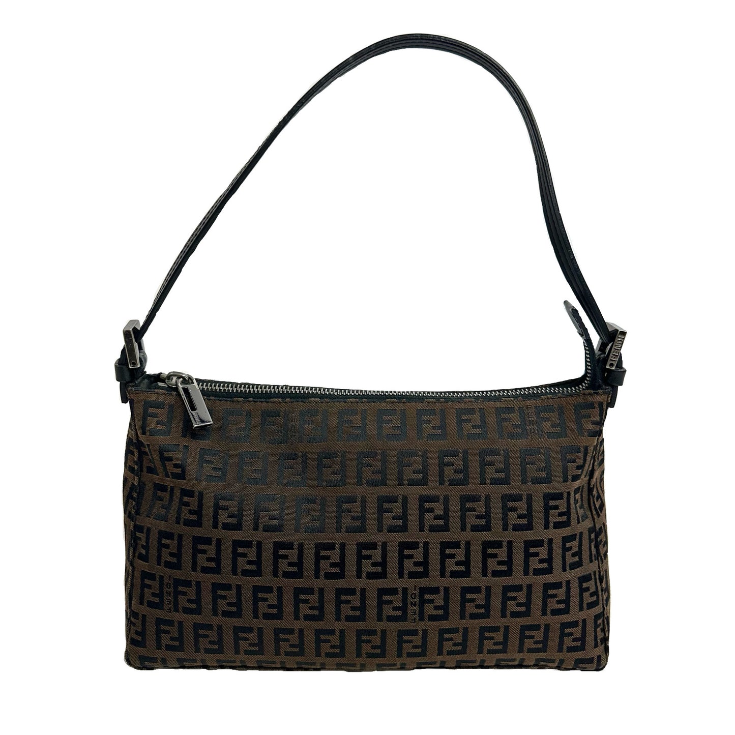 Vintage Fendi Zucchino Brown Canvas Pochette