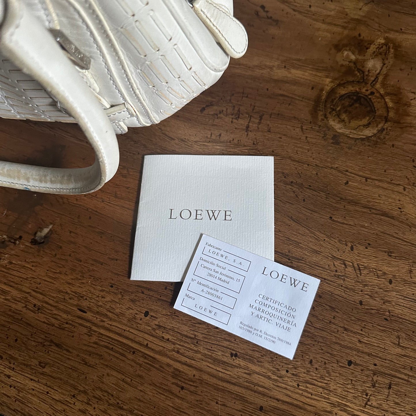 Vintage 2000's Loewe White Leather Senda Satchel