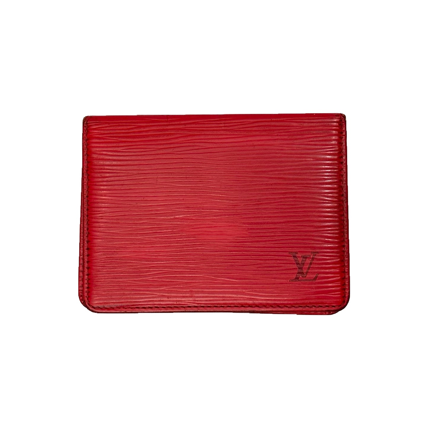 Vintage Louis Vuitton Red Epi Leather Porte 2 Cartes Vertical ID Holder