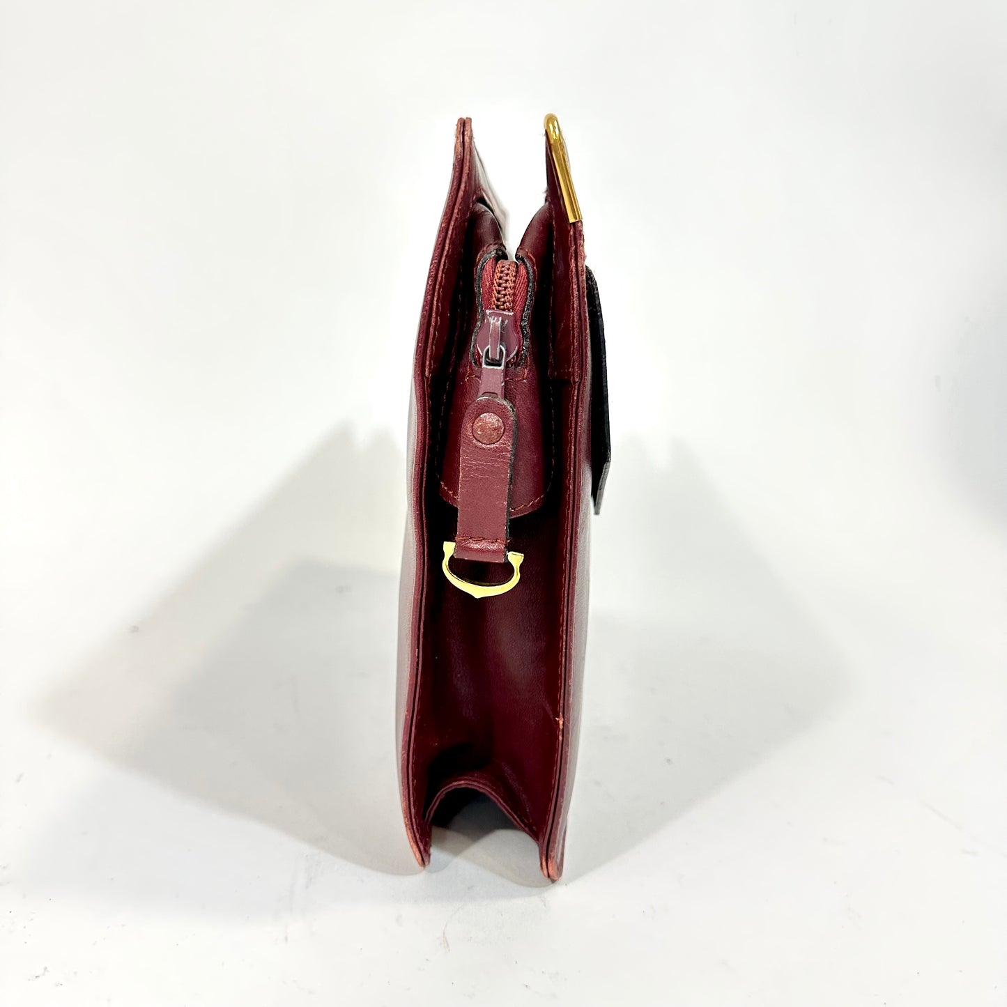 Vintage Must de Cartier Bordeaux Leather Clutch