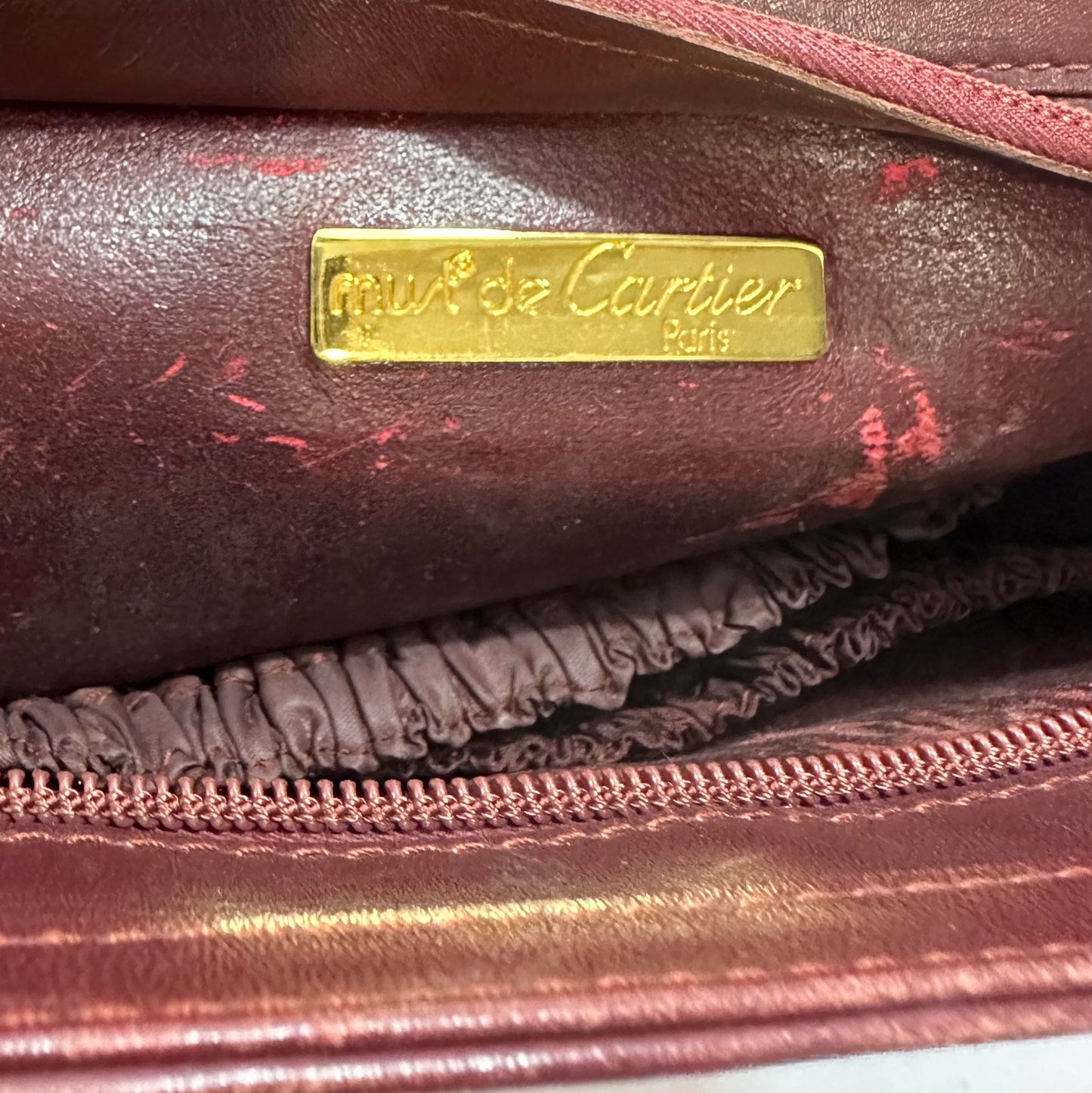 Vintage Must de Cartier Bordeaux Leather Clutch