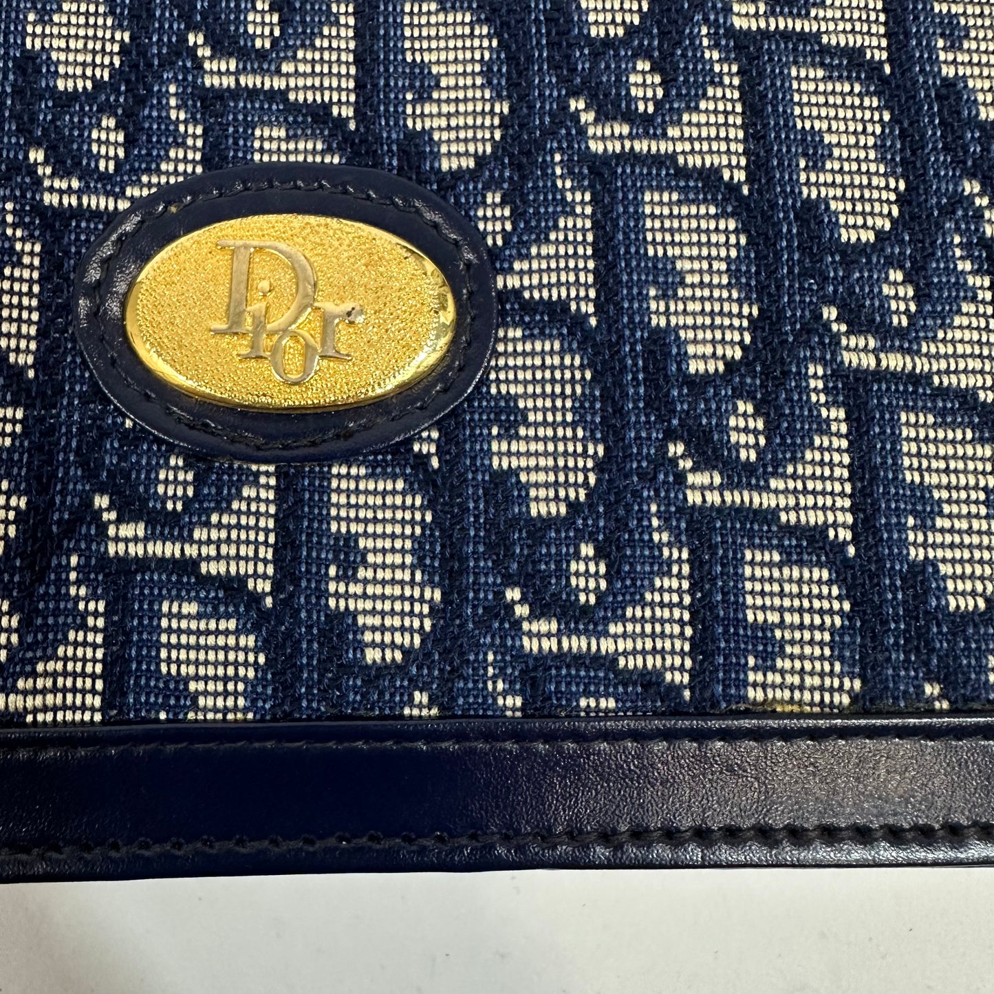Vintage Christian Dior Navy Blue Trotter Monogram Clutch
