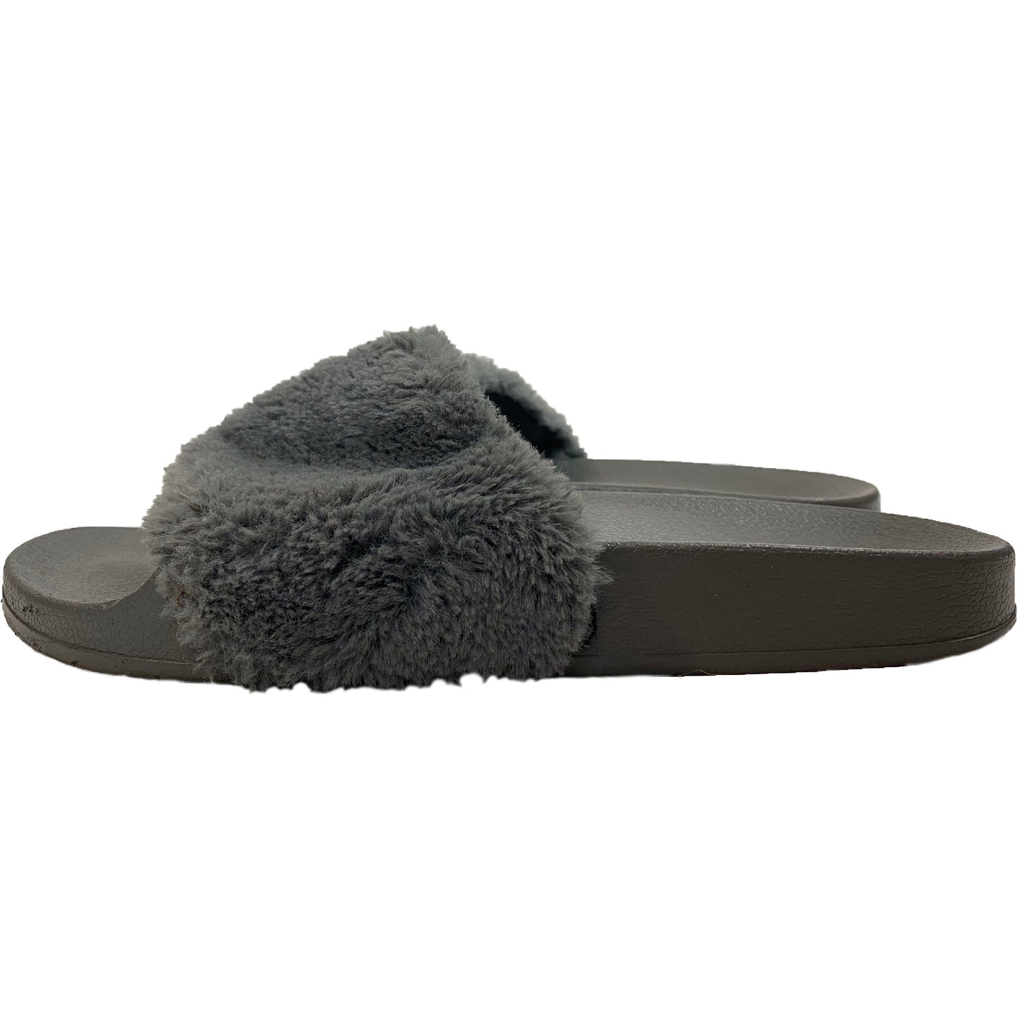 Steve Madden Softey Grey Faux Fur Slides