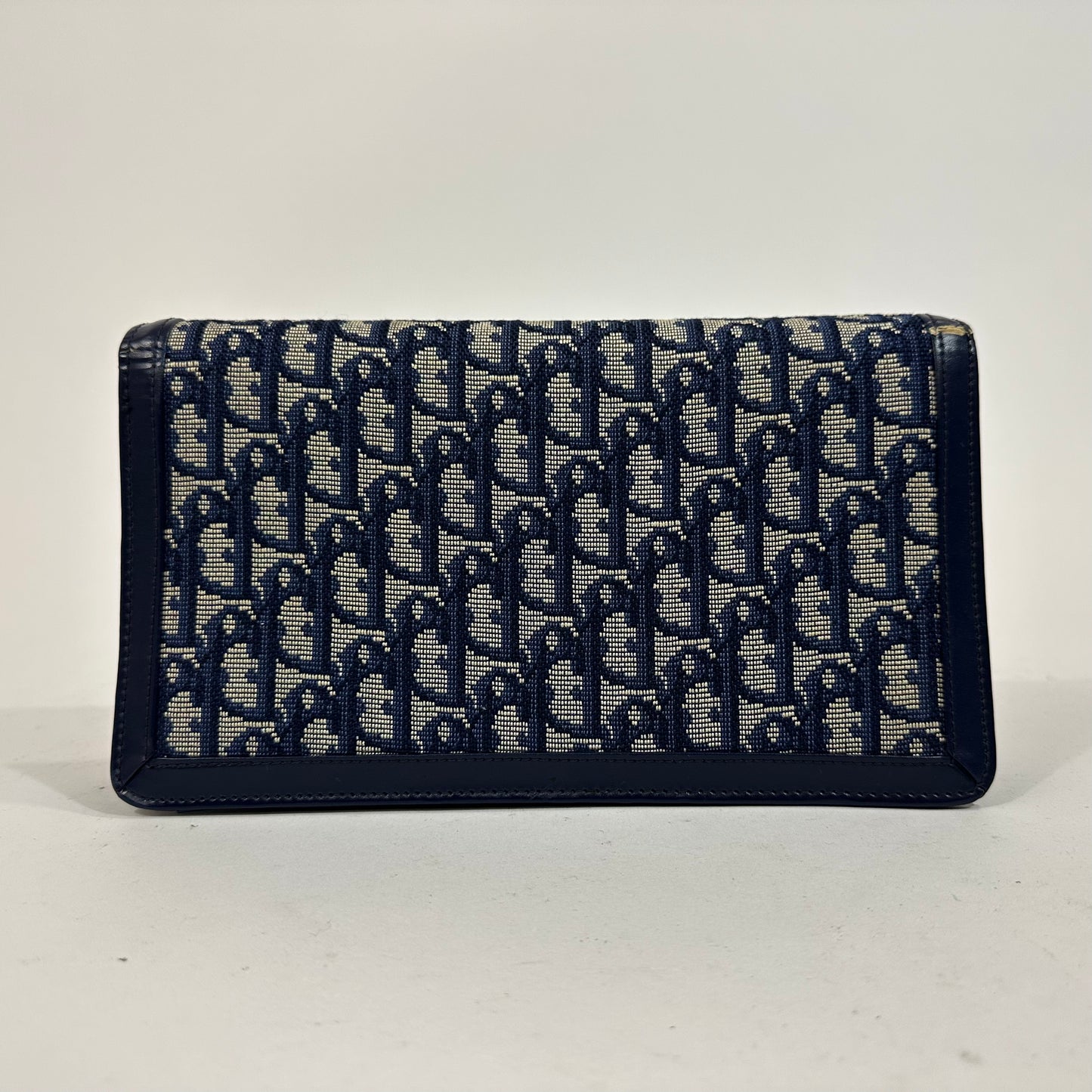 Vintage Christian Dior Navy Blue Trotter Monogram Clutch